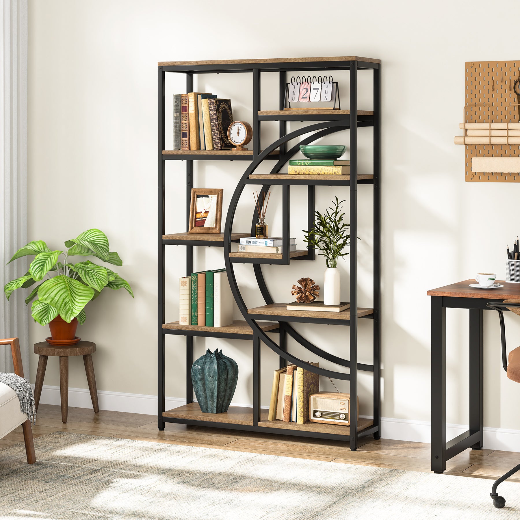 180 cm Tribesigns Boekenkast, Industriële 5-Lags Etagère met 9 Open Planken