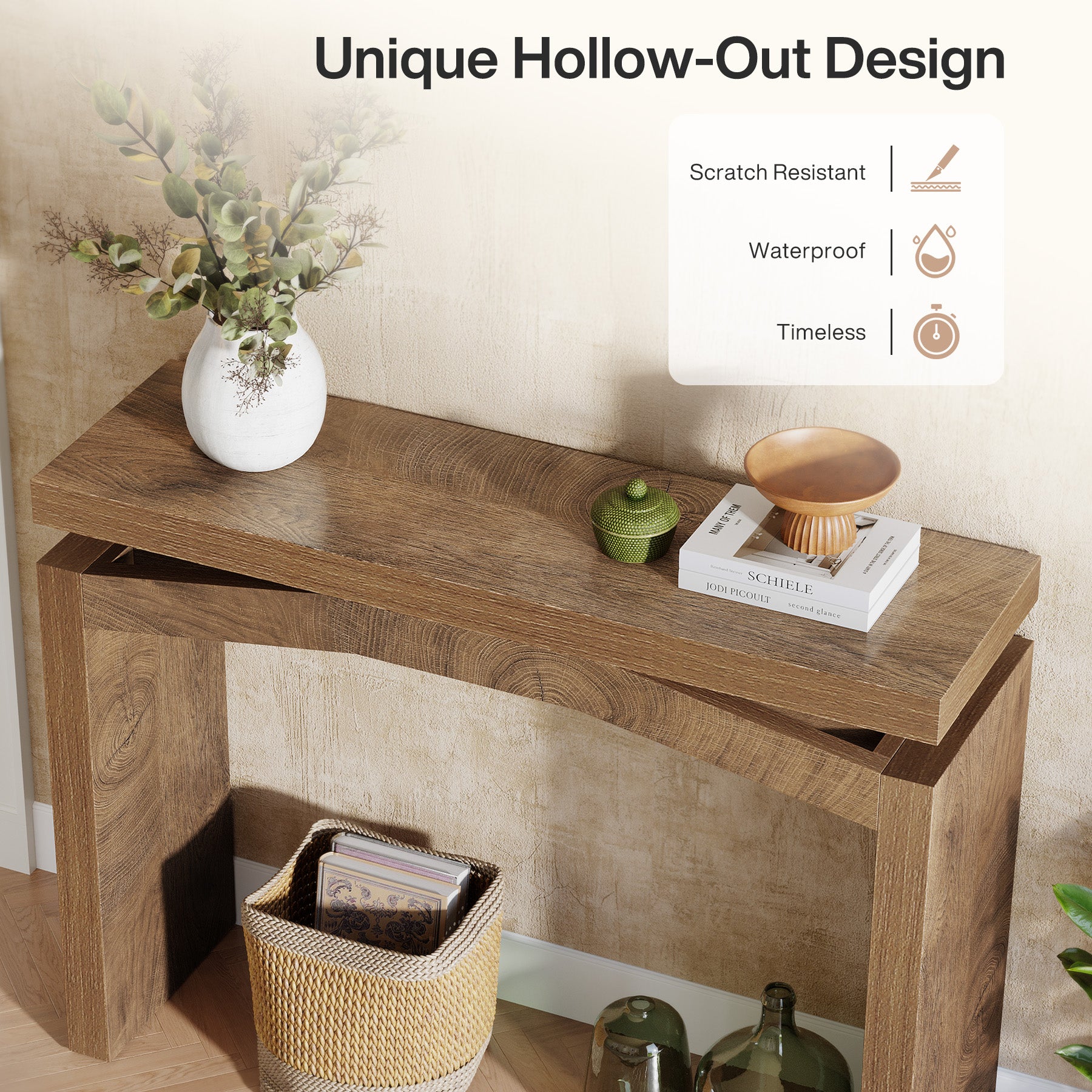 102 cm Consoletafel voor Hal en Entree, Landelijke Smalle Sofa Tafel voor Woonkamer