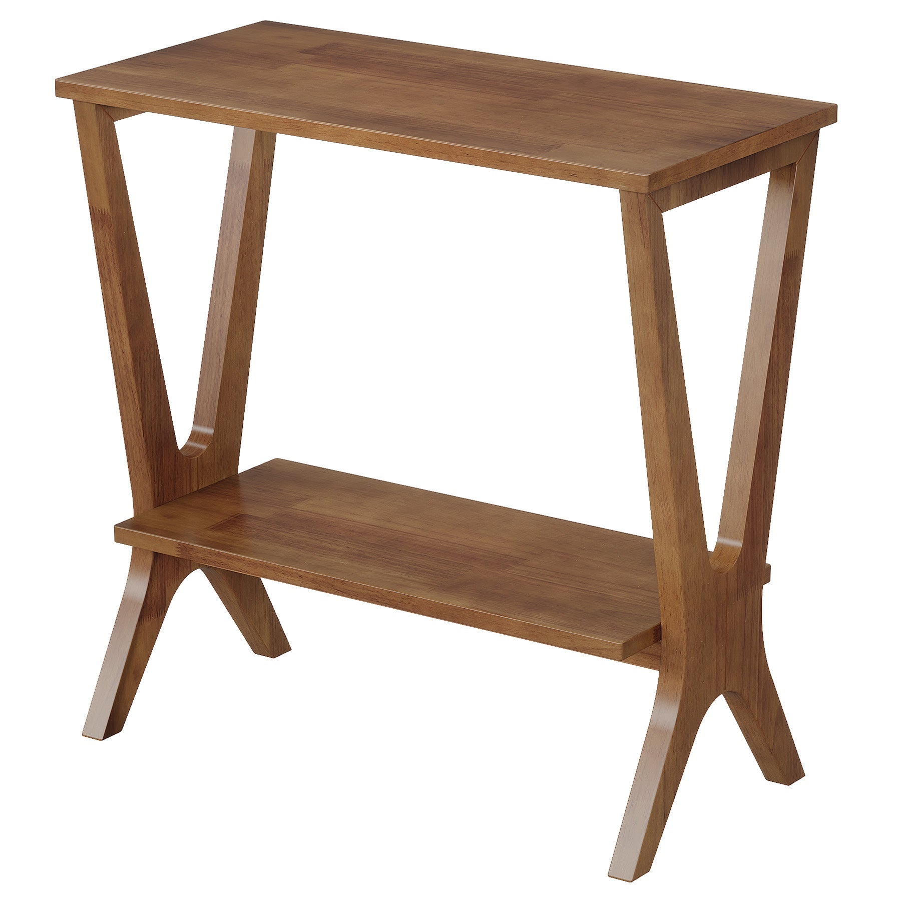 Tribesigns 60 cm bijzettafel van massief hout met 2 planken, smal nachtkastje voor woonkamer & slaapkamer