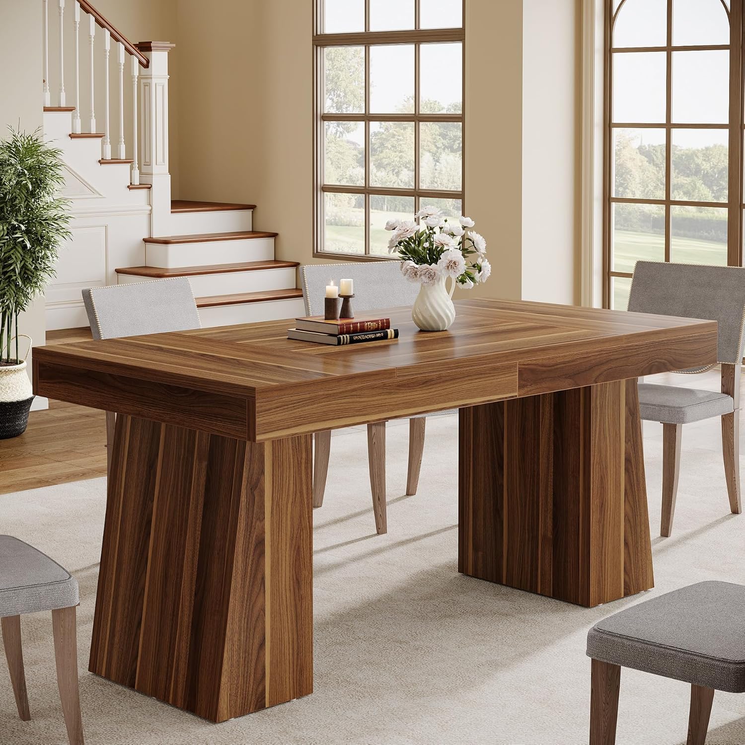 140 cm Tribesigns Eettafel, Mid-Century Moderne Keukentafel voor 4-6 Personen