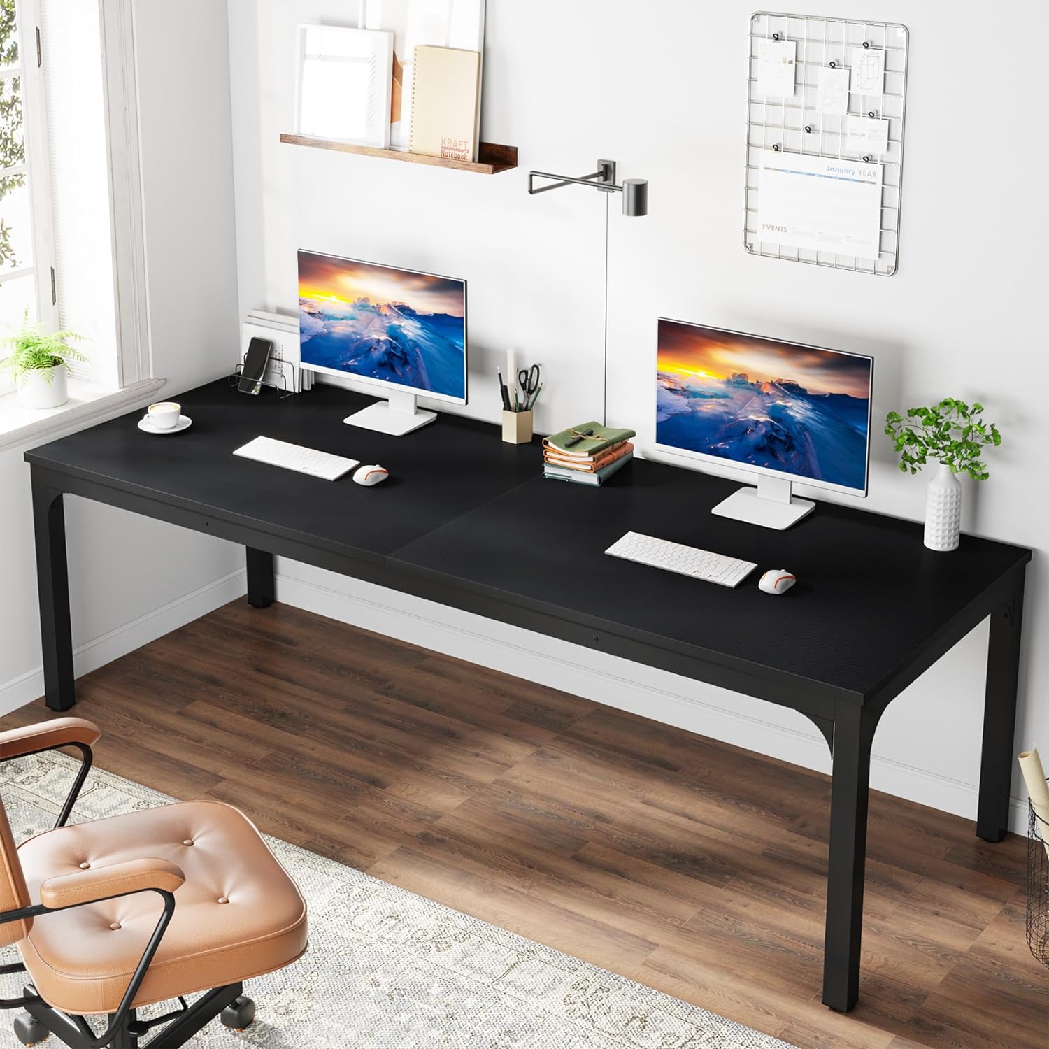 200 cm Tribesigns Computerbureau, Extra Lang Tweepersoons Computerkantoren voor Thuiskantoor