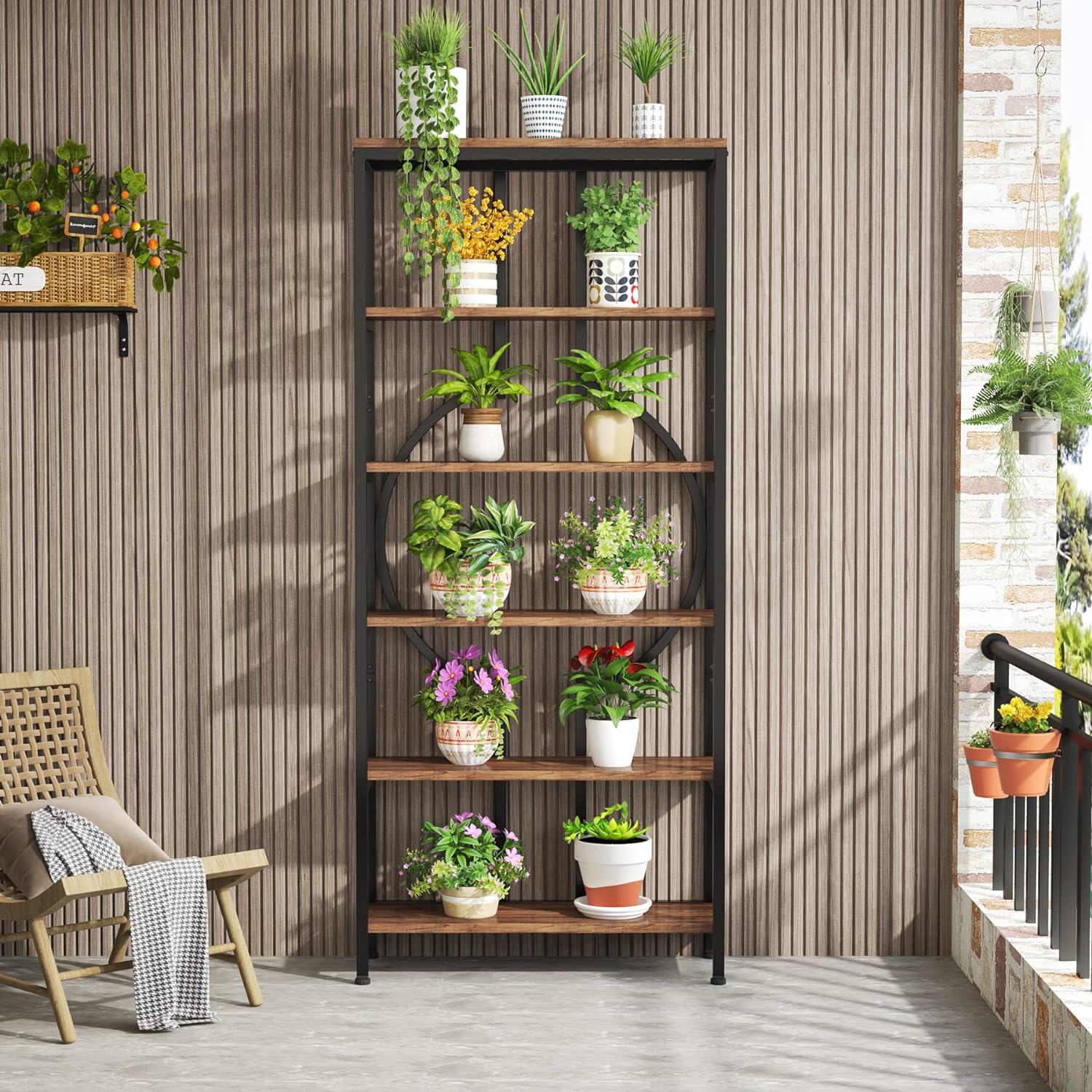 180 cm Hoge Boekenkast, Zes Planken Industriële Boekenplank