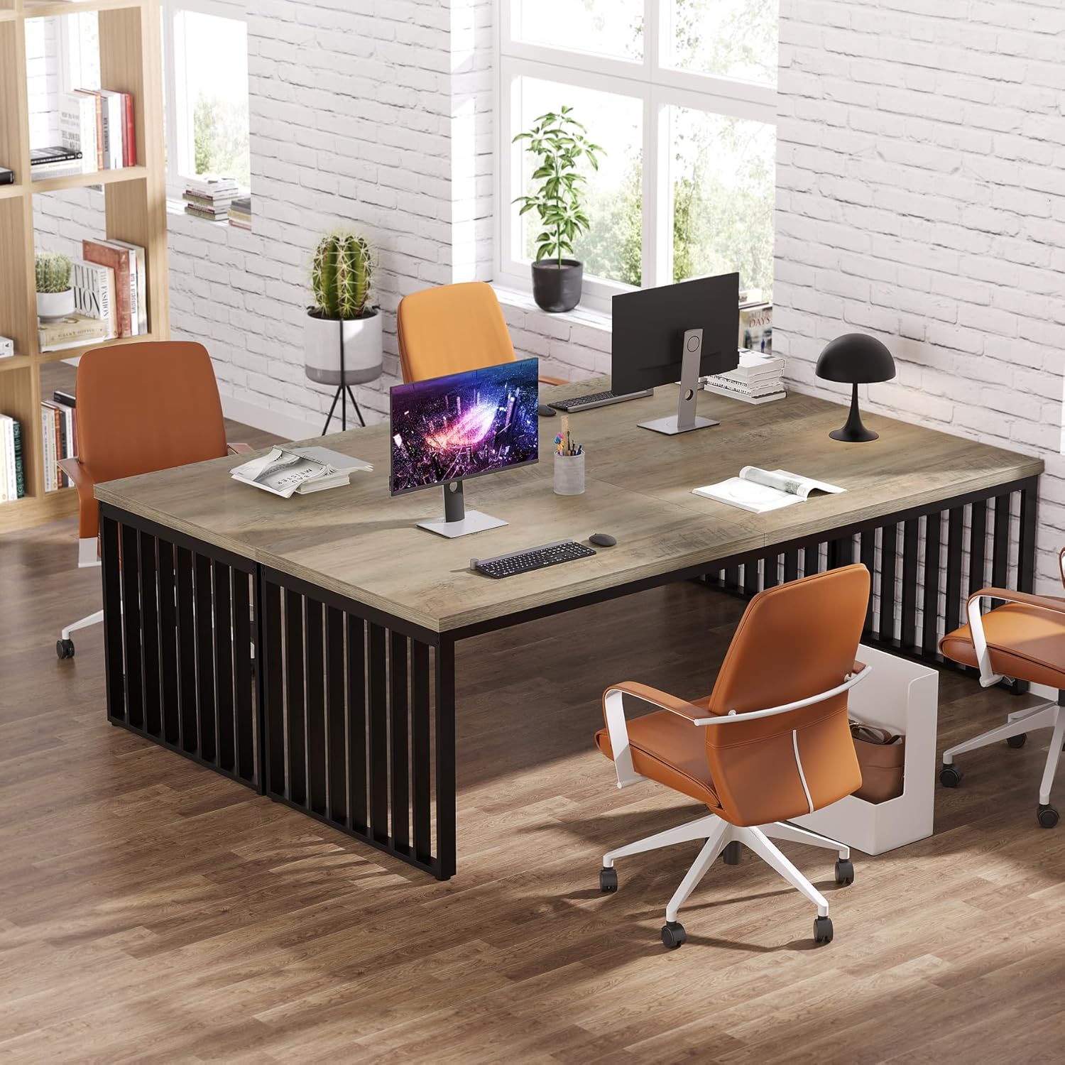 180 cm Bureau, Robuuste Computertafel Met Metalen Frame Voor Thuiskantoor