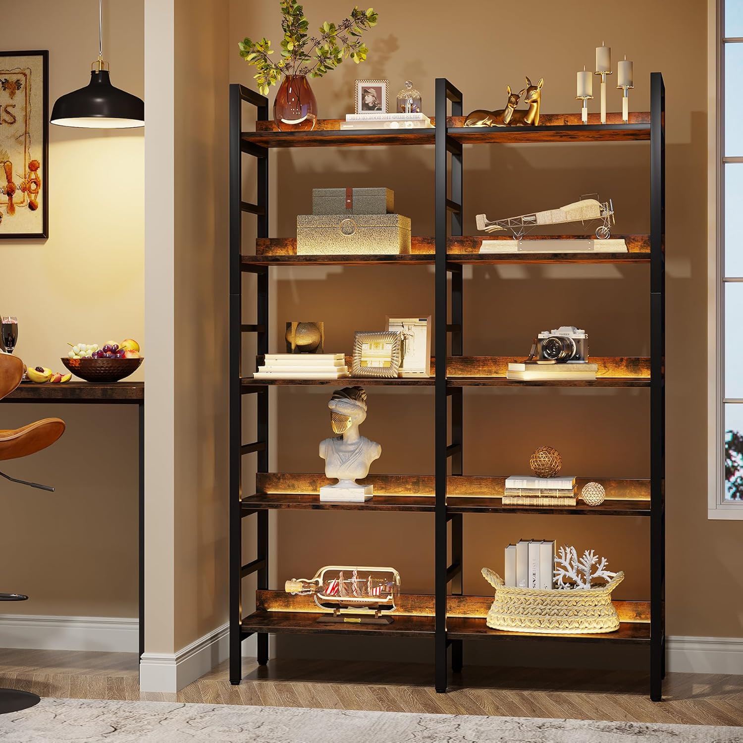 180 cm Tribesigns Boekenkast, Vijfplanken Industriële Etagere voor Woonkamer