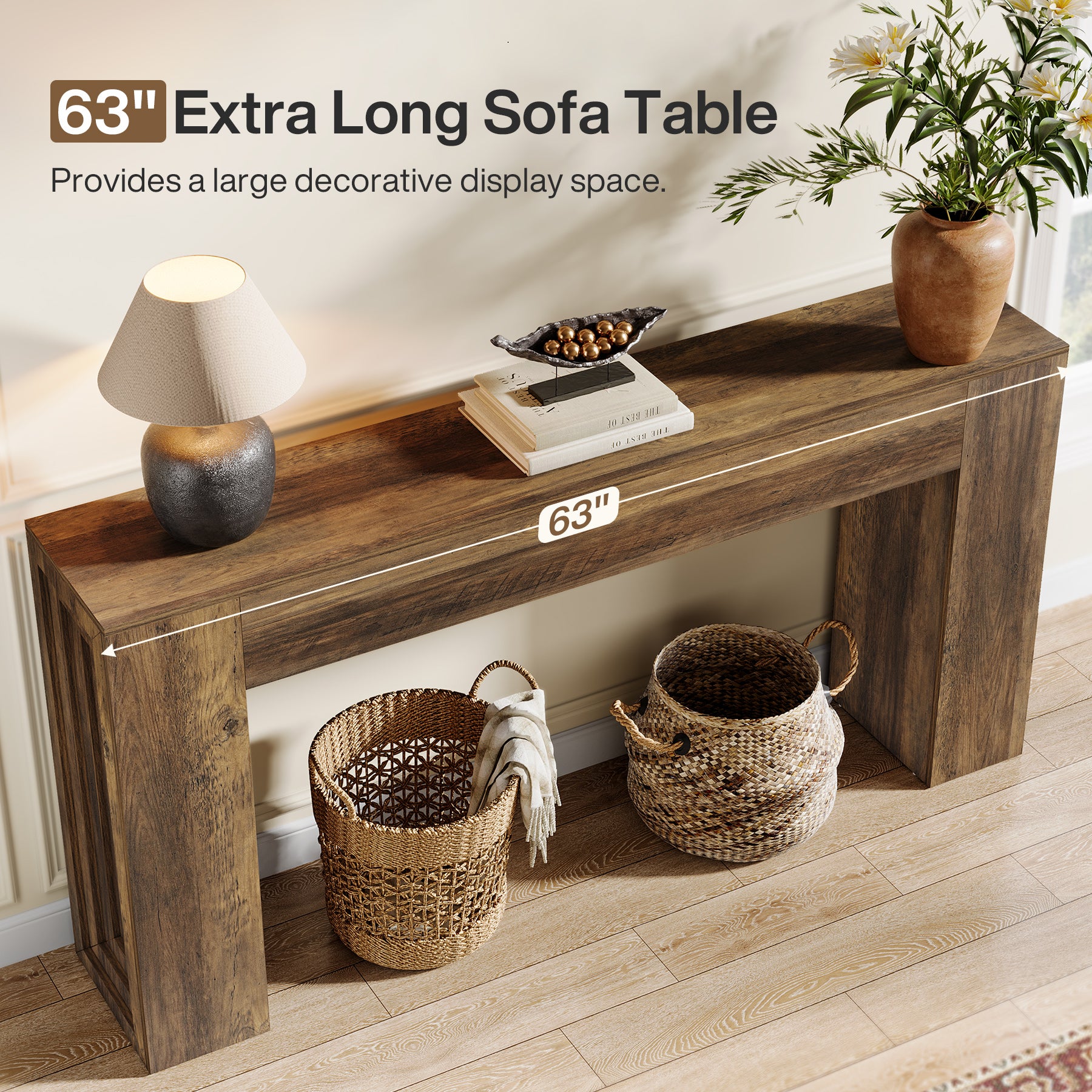 160 cm Lange Consoletafel, Smalle Salontafel voor Hal en Woonkamer