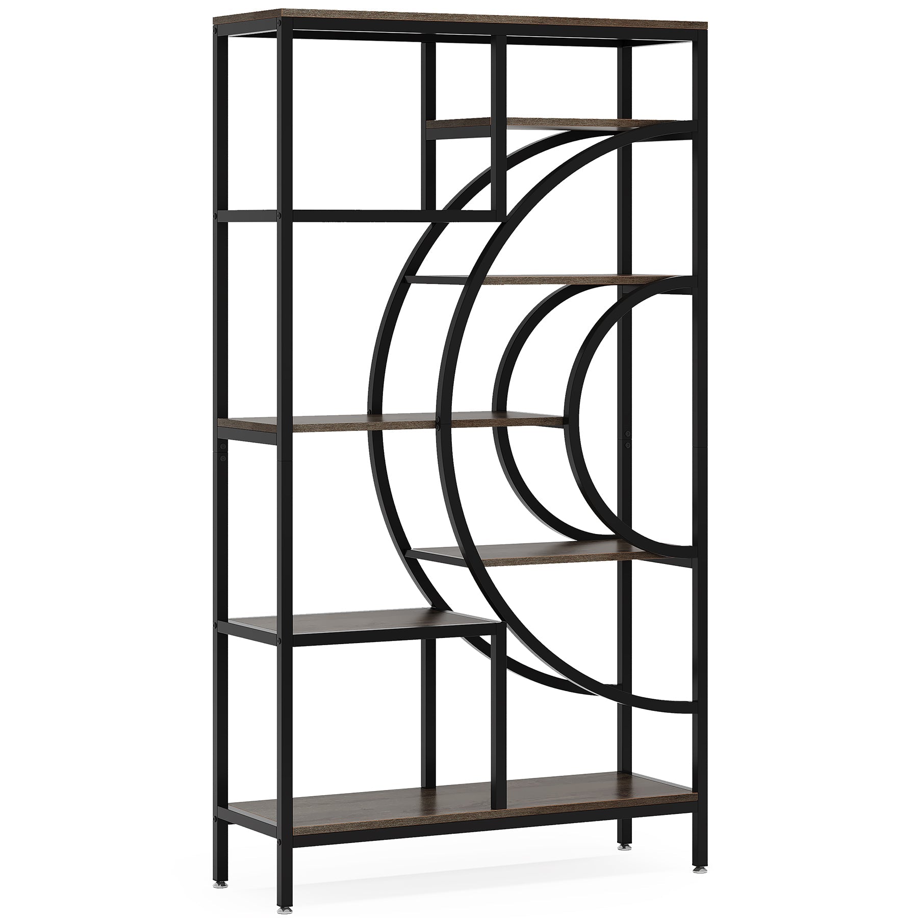 180 cm Geometrische Boekenkast, Industriële 8-Lags Boekenplank met Metalen Frame