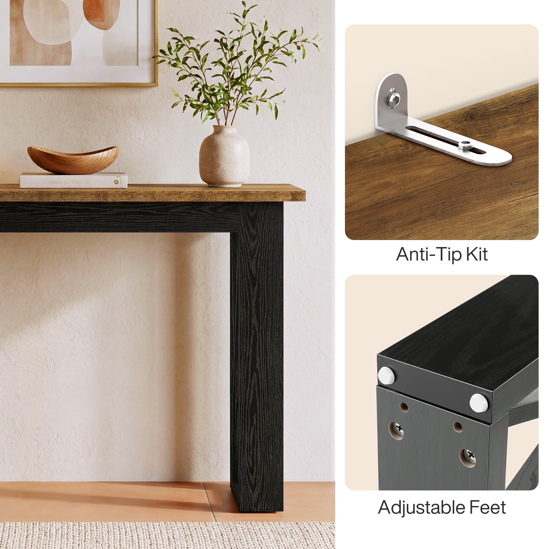 Tribesigns Smalle Consoletafel 105 cm, Industriële Haltafel met Opbergrek
