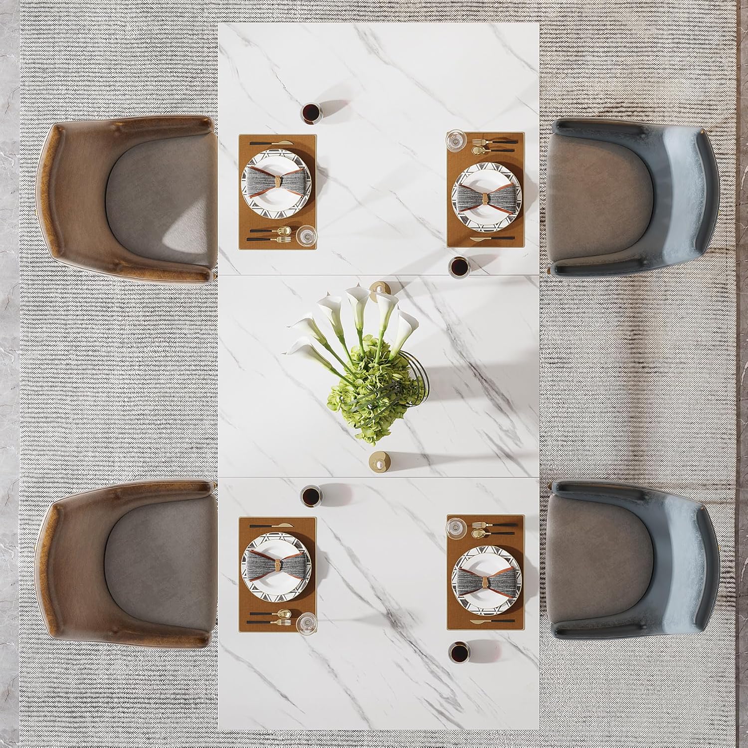 Tribesigns Eettafel 160 cm met Marmerlook Blad, Moderne Keukentafel Goud