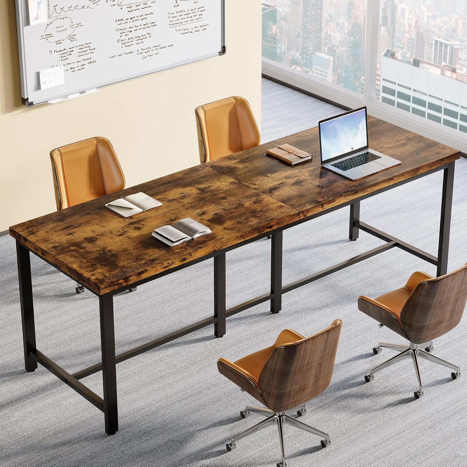 200 cm Computerbureau, Extra Lang Tweepersoons Computerkantoren