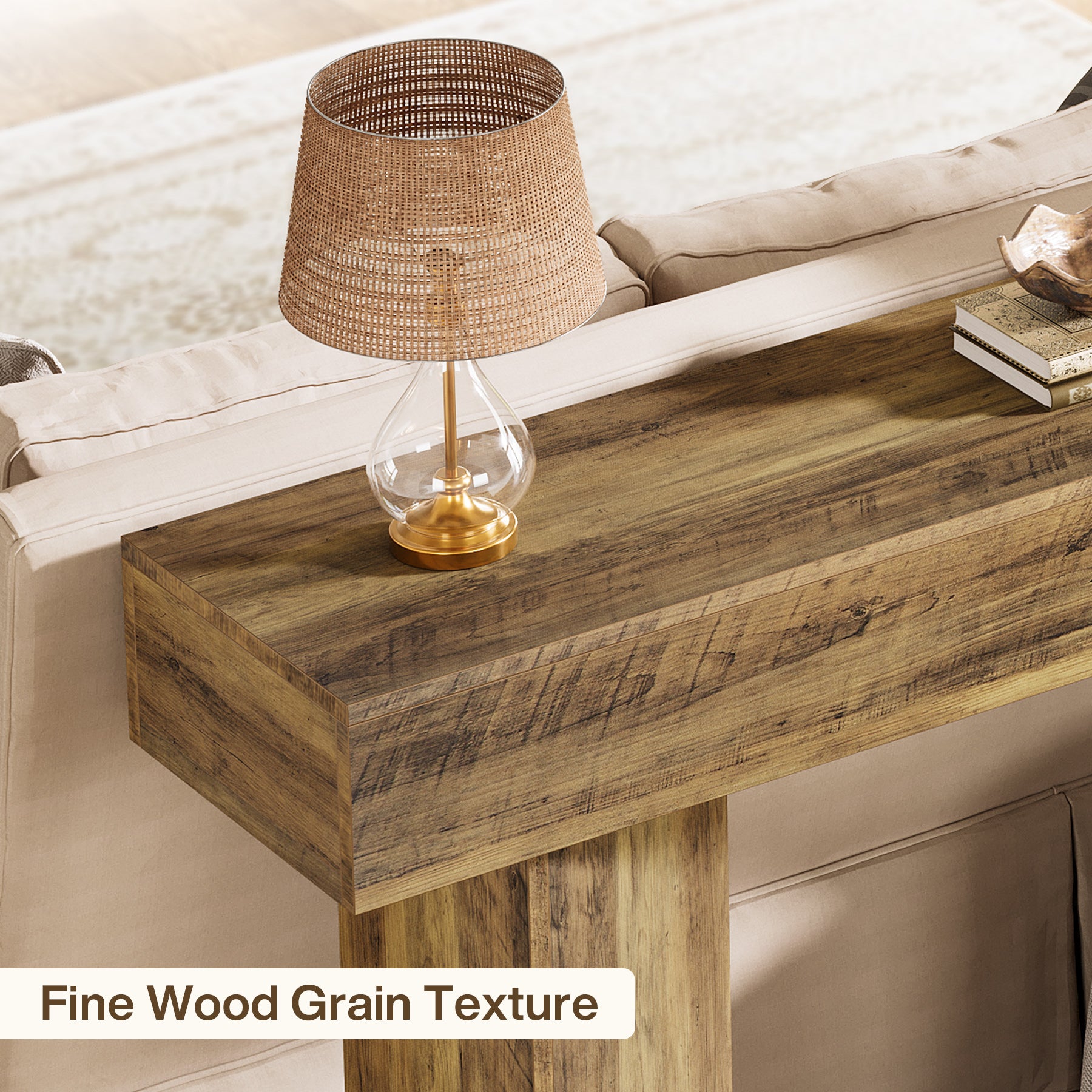 160 cm Smalle Consoletafel voor Entree, Lange Sofa Tafel voor Hal en Woonkamer