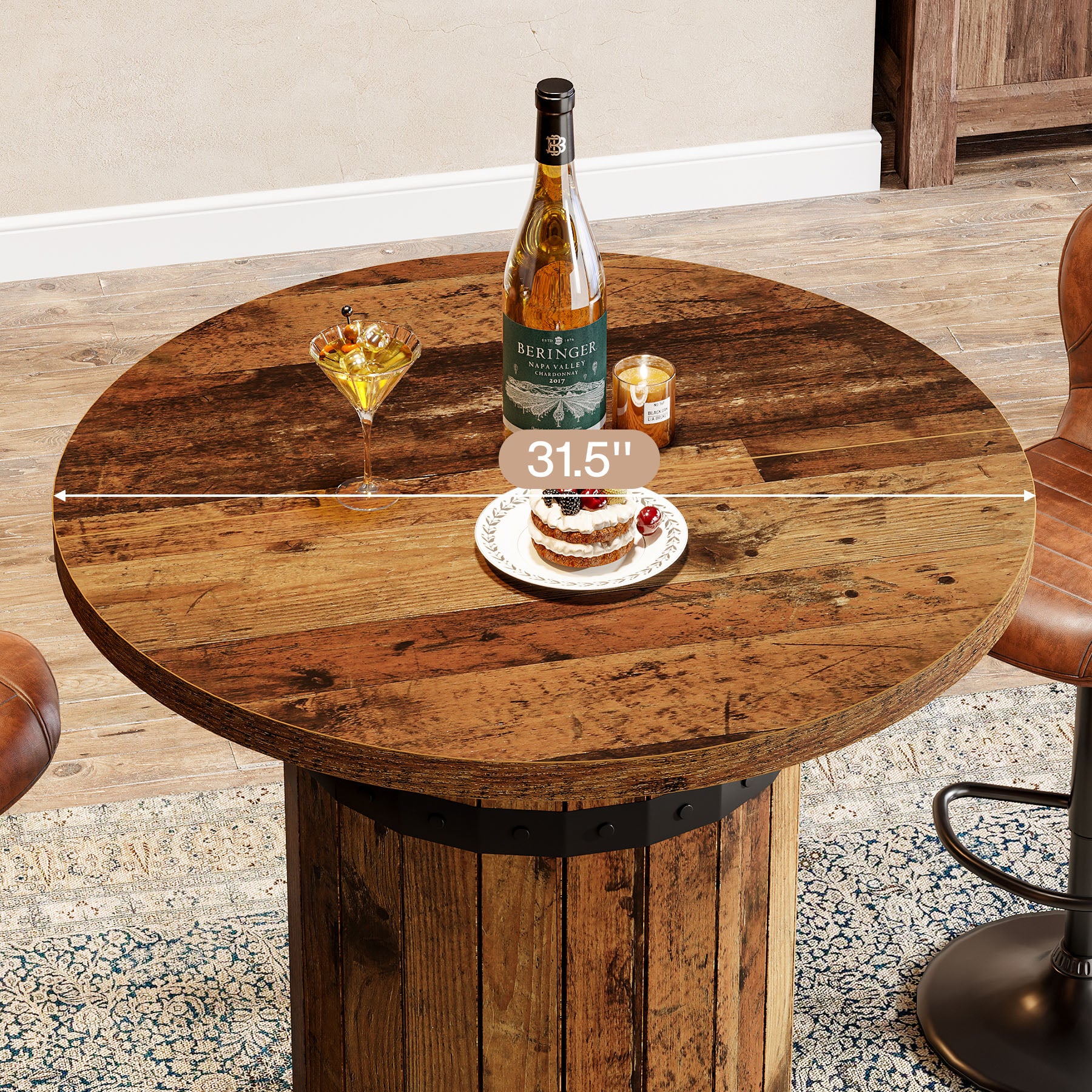 100 cm Tribesigns Ronde Bartafel, Bistrotafel voor Keuken en Woonkamer