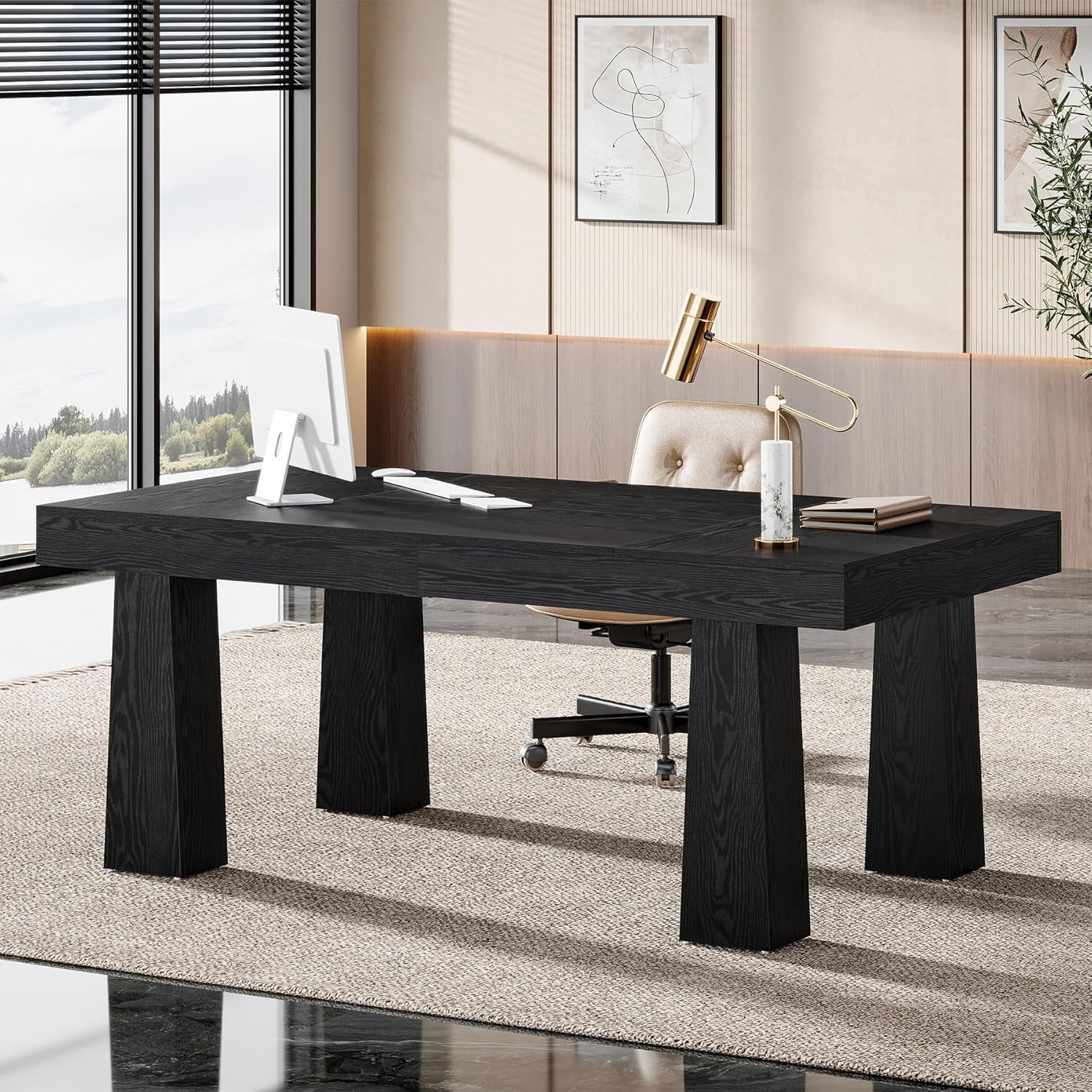 160 cm Tribesigns Computerbureau, Industrieel Schreibtstafel met Getailleerde Poten