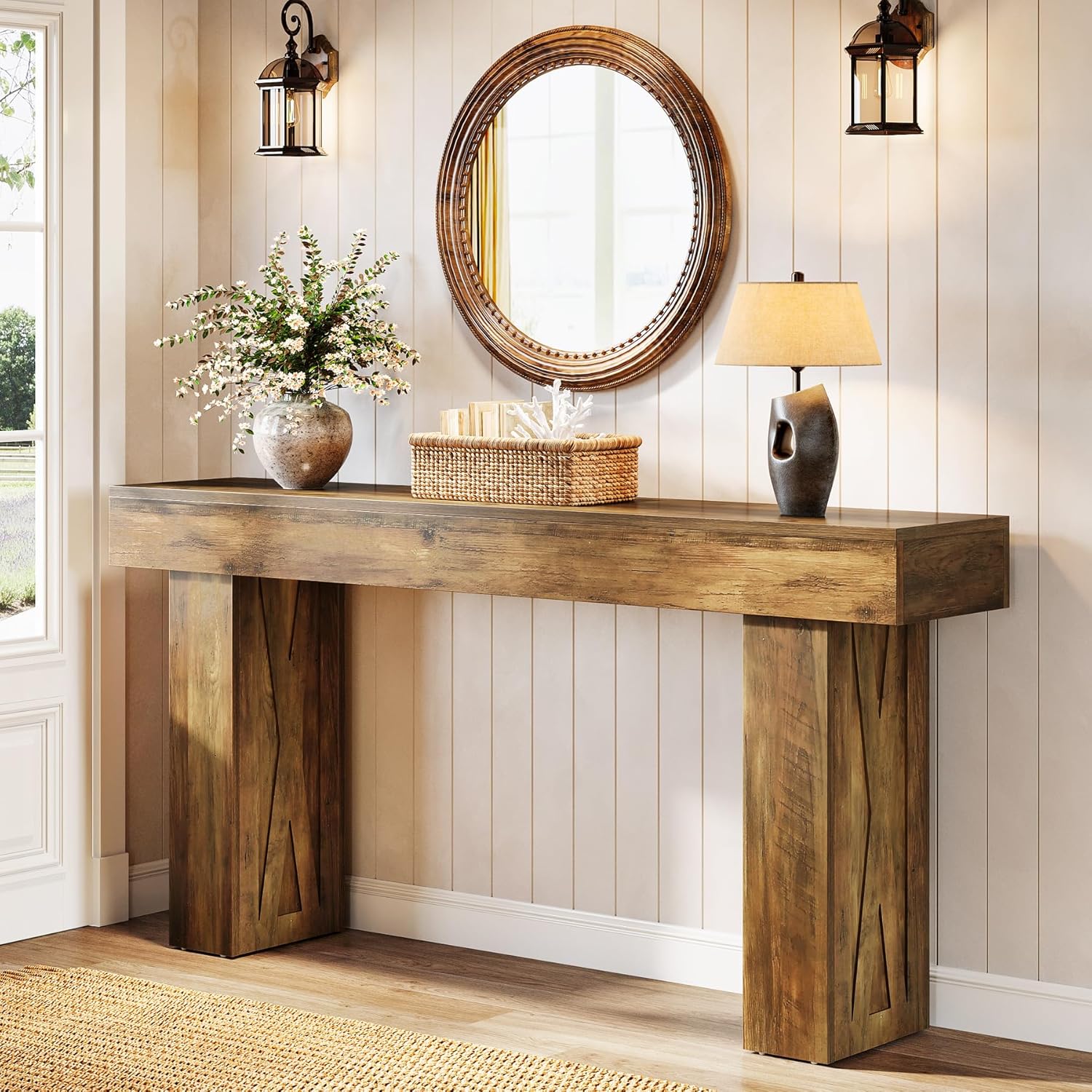 160 cm Consoletafel, Moderne Bureautafel voor Hal, Woonkamer en Slaapkamer
