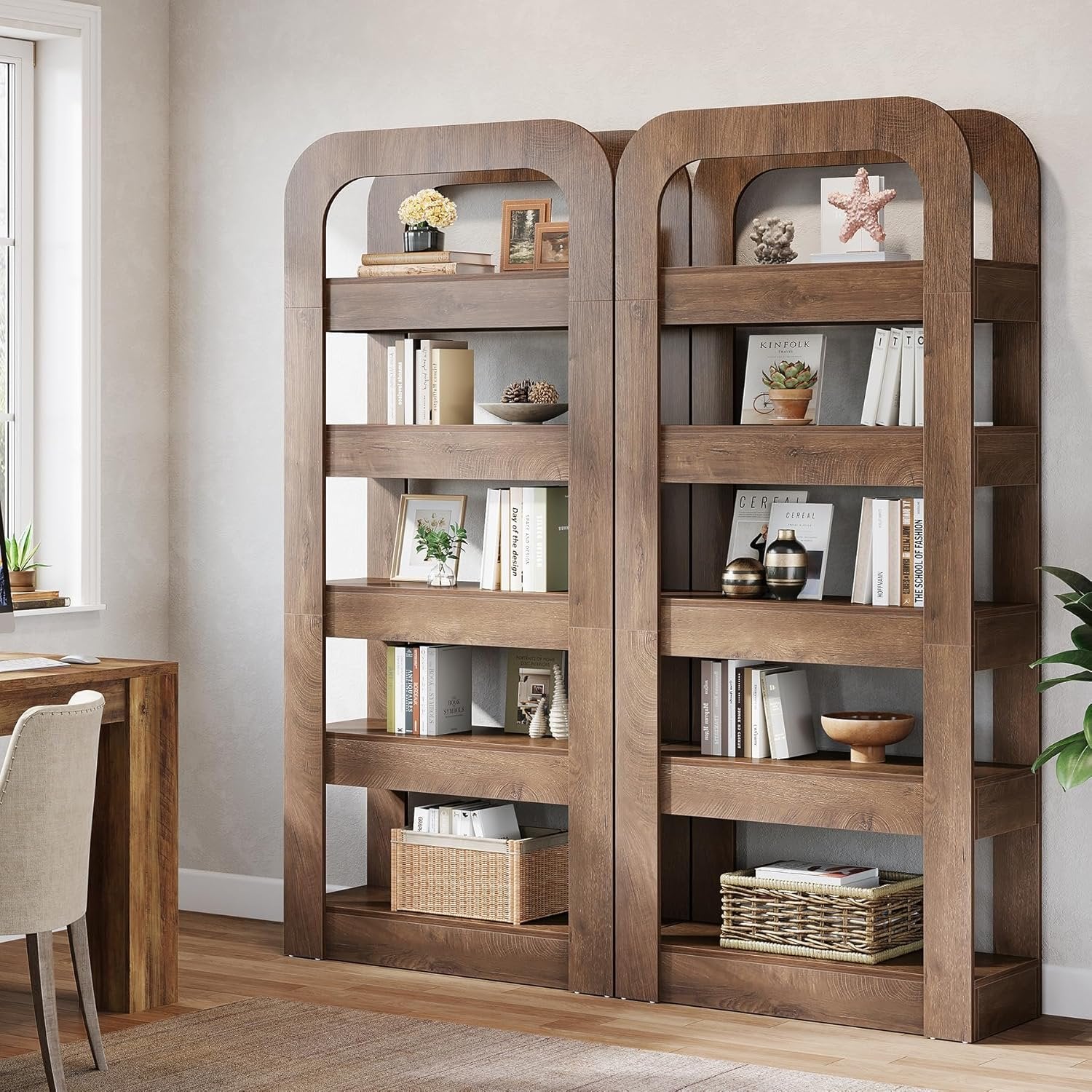 180 cm Tribesigns Boekenkast, 5-Lags Industriële Boekenplank met Open Planken