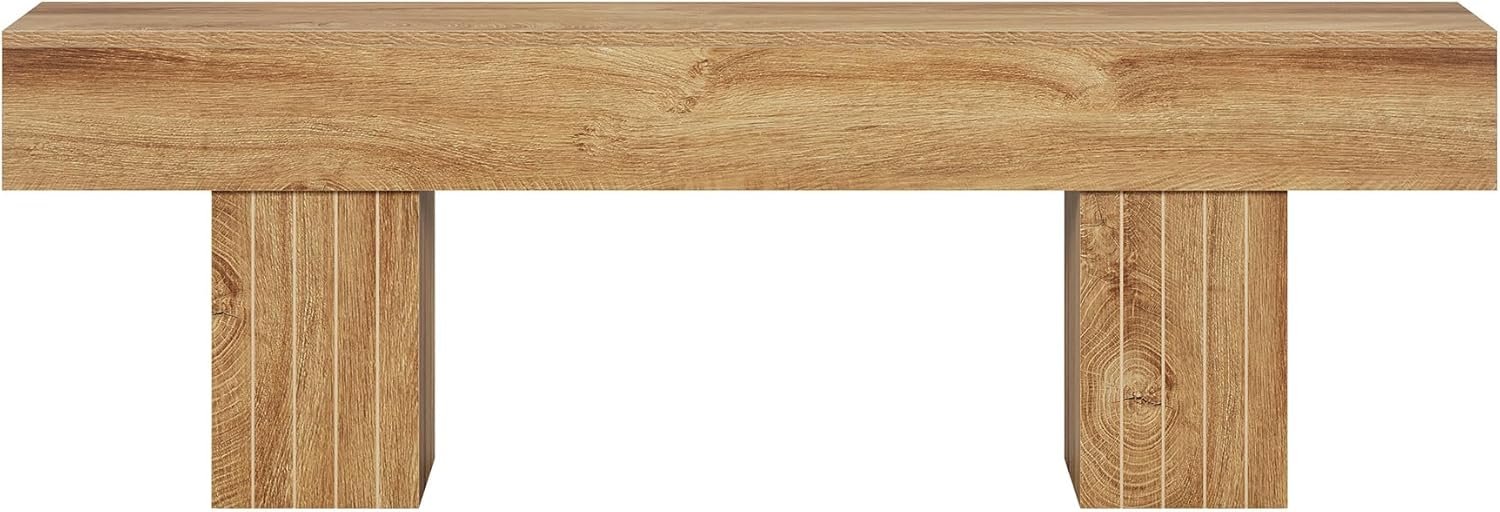 Tv-meubel voor 140 cm Tv in Landelijke Stijl, Licht Houten Lage Tv-console voor Woonkamer