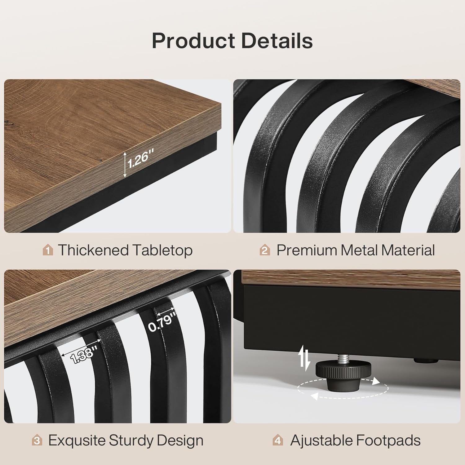 Tribesigns Smalle Nachtkastje met 3 Lagen in Industrieel Design