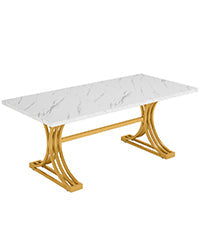 Tribesigns Eettafel 160 cm met Marmerlook Blad, Moderne Keukentafel Goud