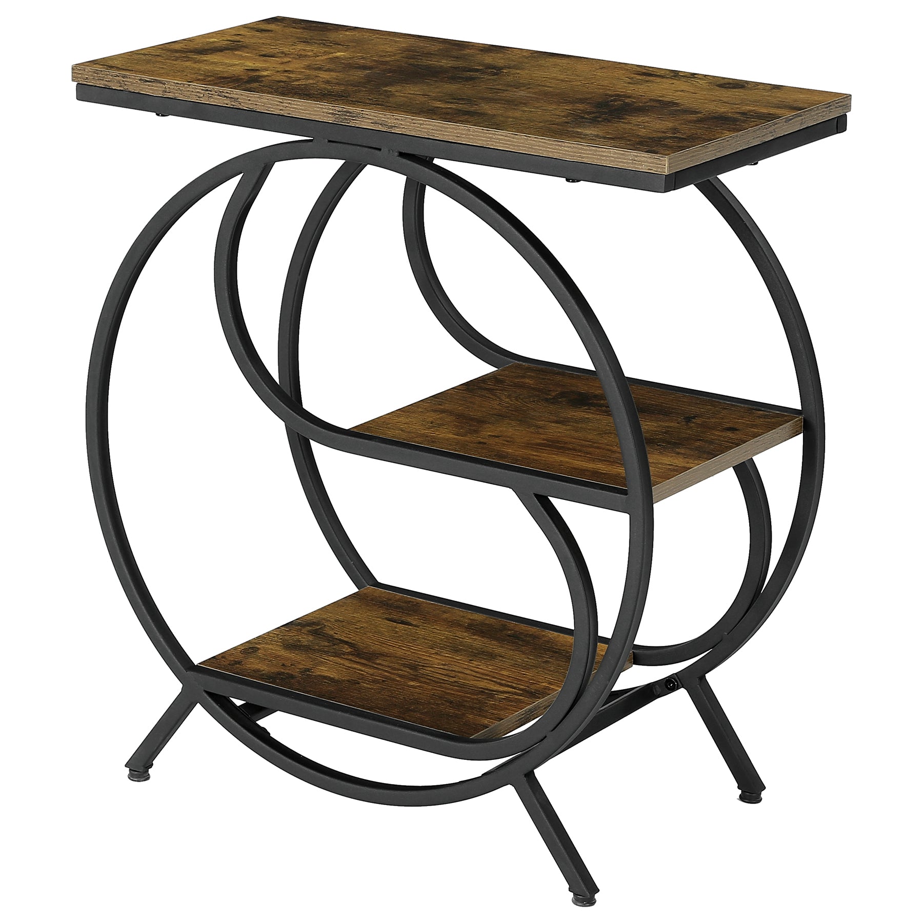 Tribesigns 60 cm Bijzettafel, Industriële 3-Laags Tafel voor Woonkamer