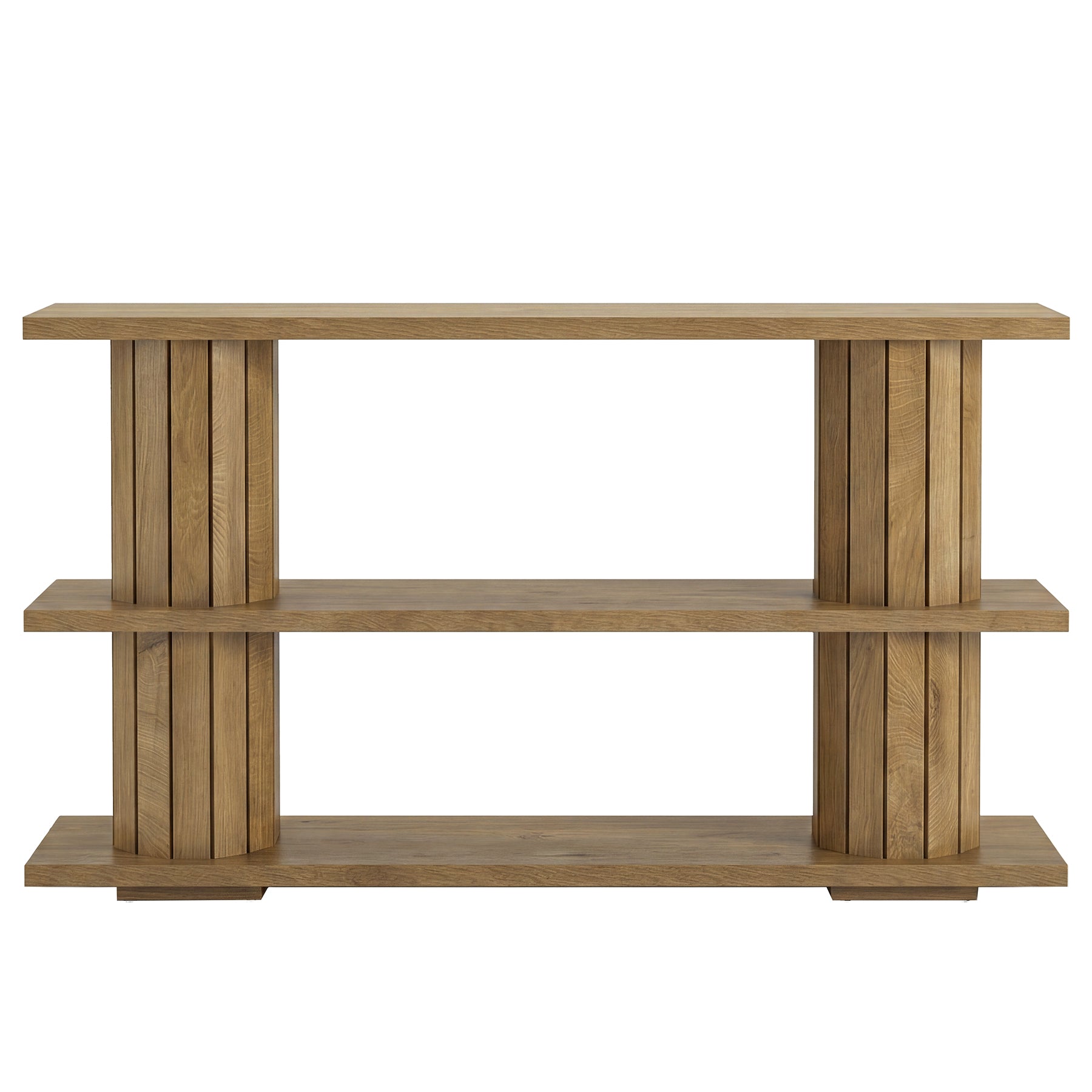 160 cm Consoletafel met 3-Laags Opbergrekken, Lange Haltafel voor Woonkamer en Entree