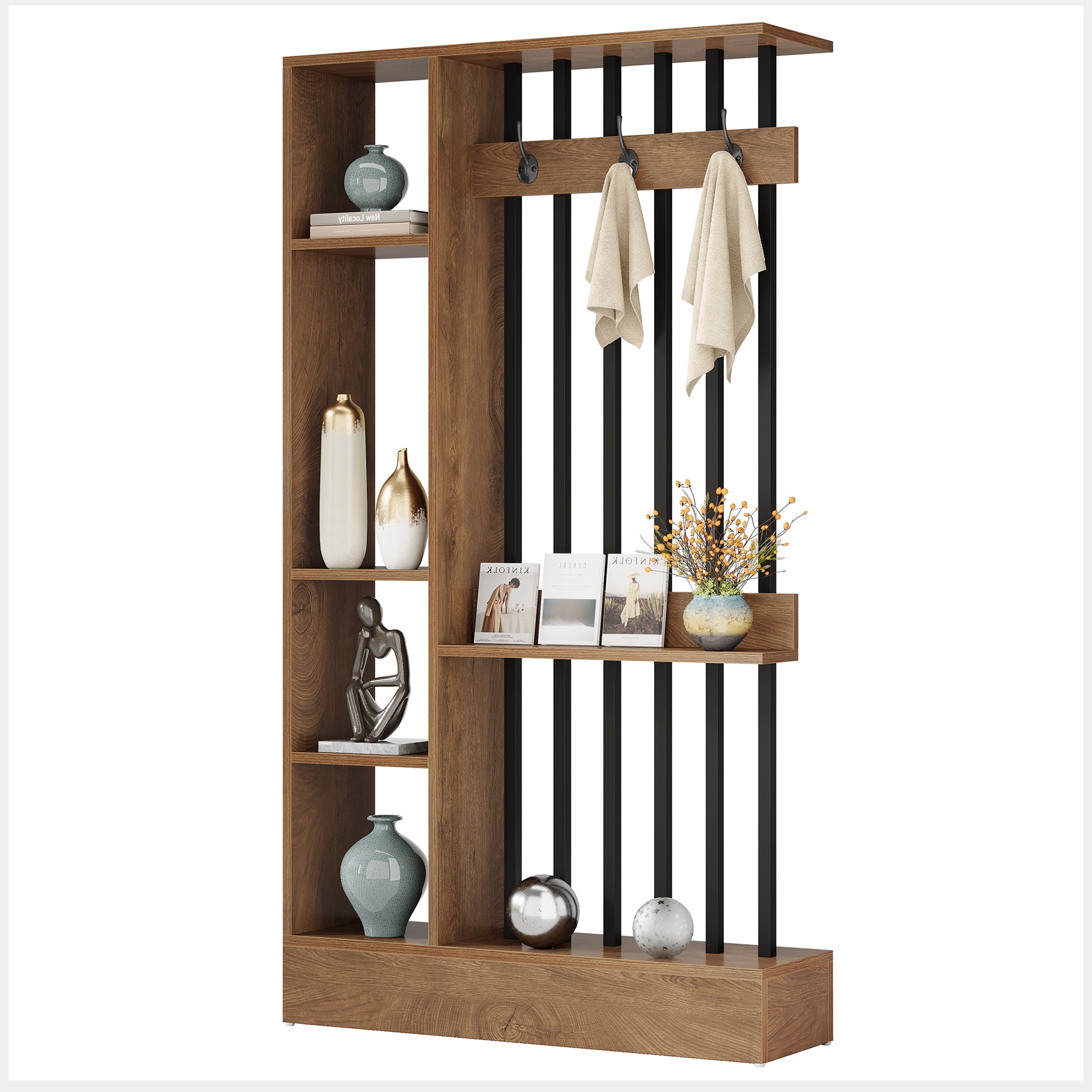 Tribesigns 180 cm Roomdivider Kast, Vrijstaande Scheidingswand met Haken