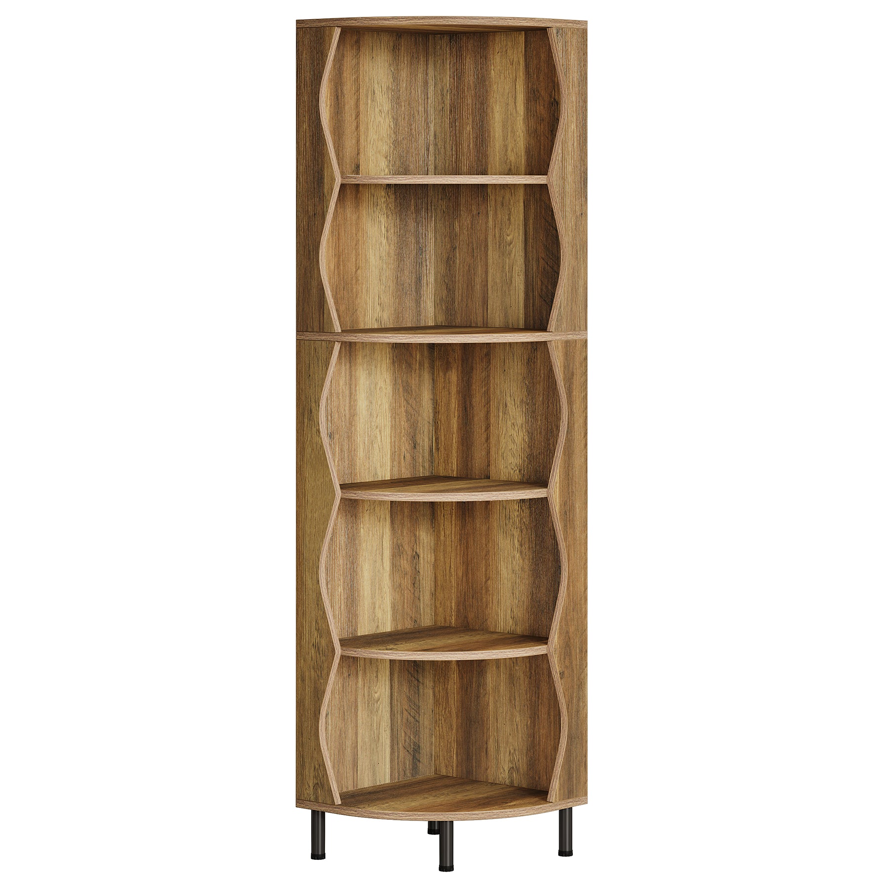 182 cm Hoge Hoekkast, Vijfplanken Opbergmeubel voor Woonkamer en Slaapkamer