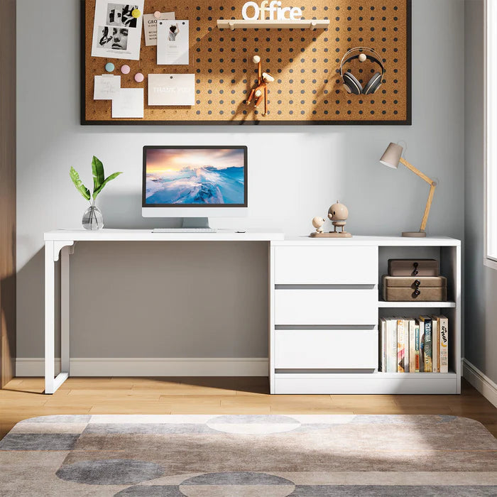 100 cm L-Vormig Bureau, Met Opbergkast en Laden voor een Perfect Thuiskantoor