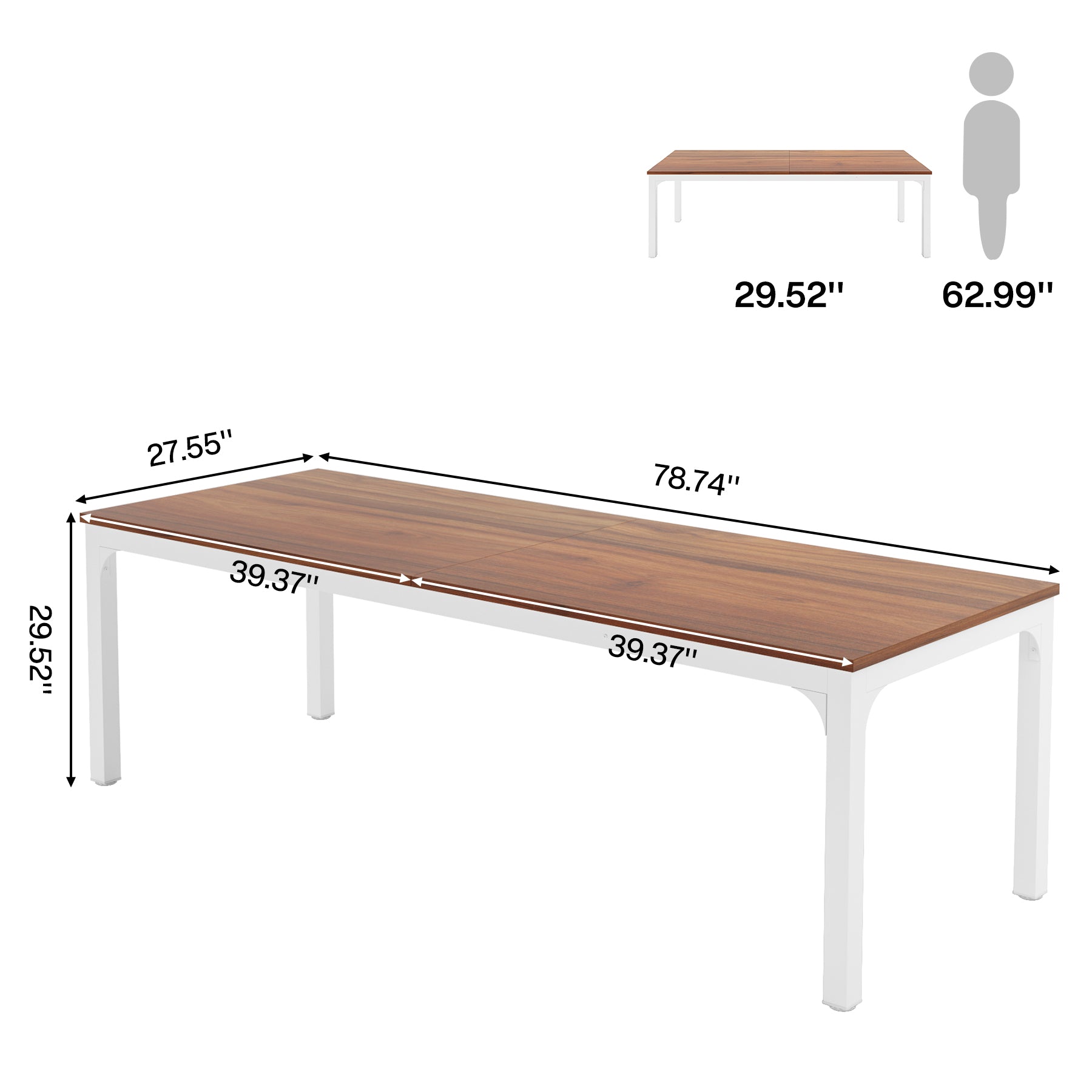 200x70 cm Tribesigns Eettafel, Industrieel Keukenblad met Metalen Poten voor 6-8 Personen
