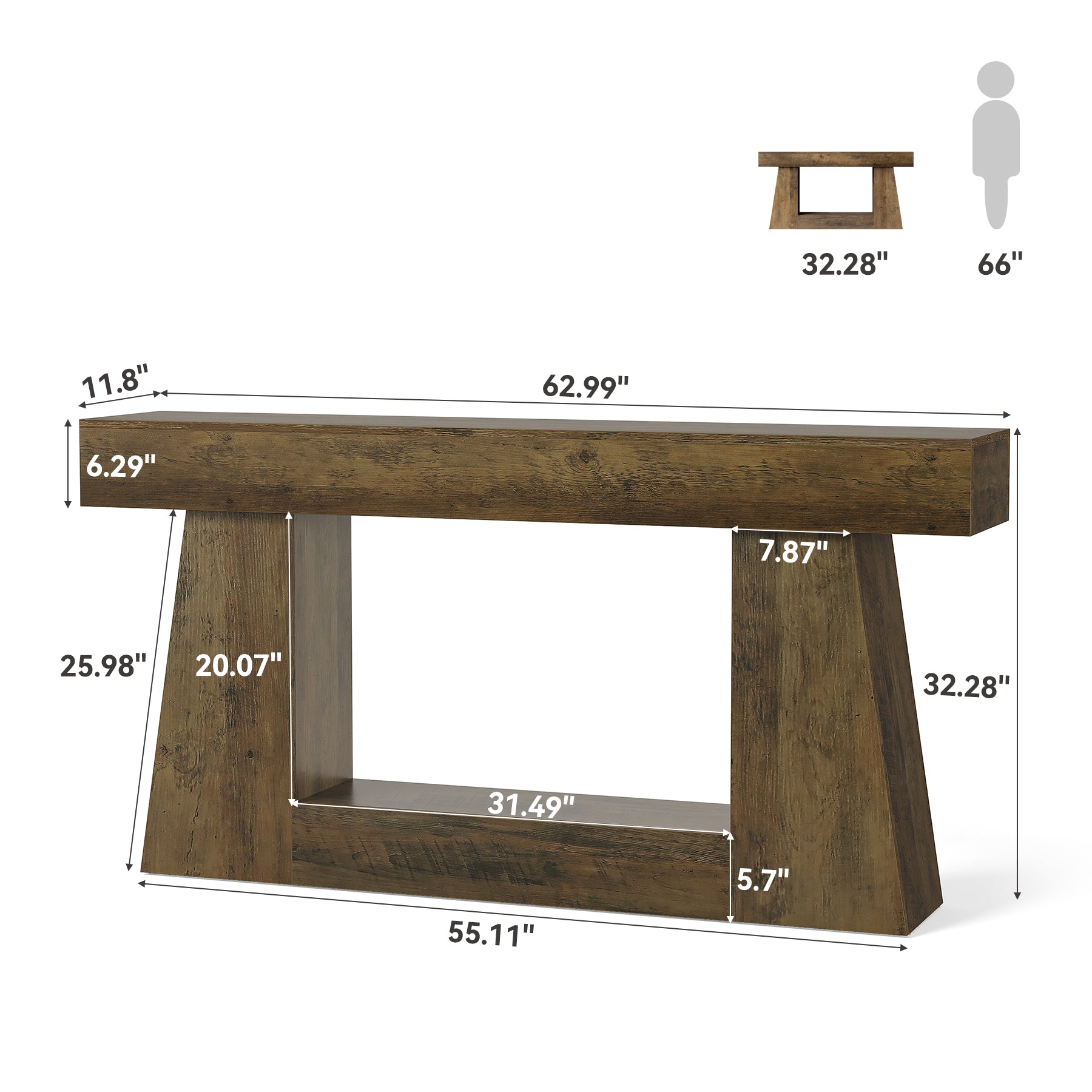 160 cm Console Tafel, Houten Sofa Tafel Hal Tafel