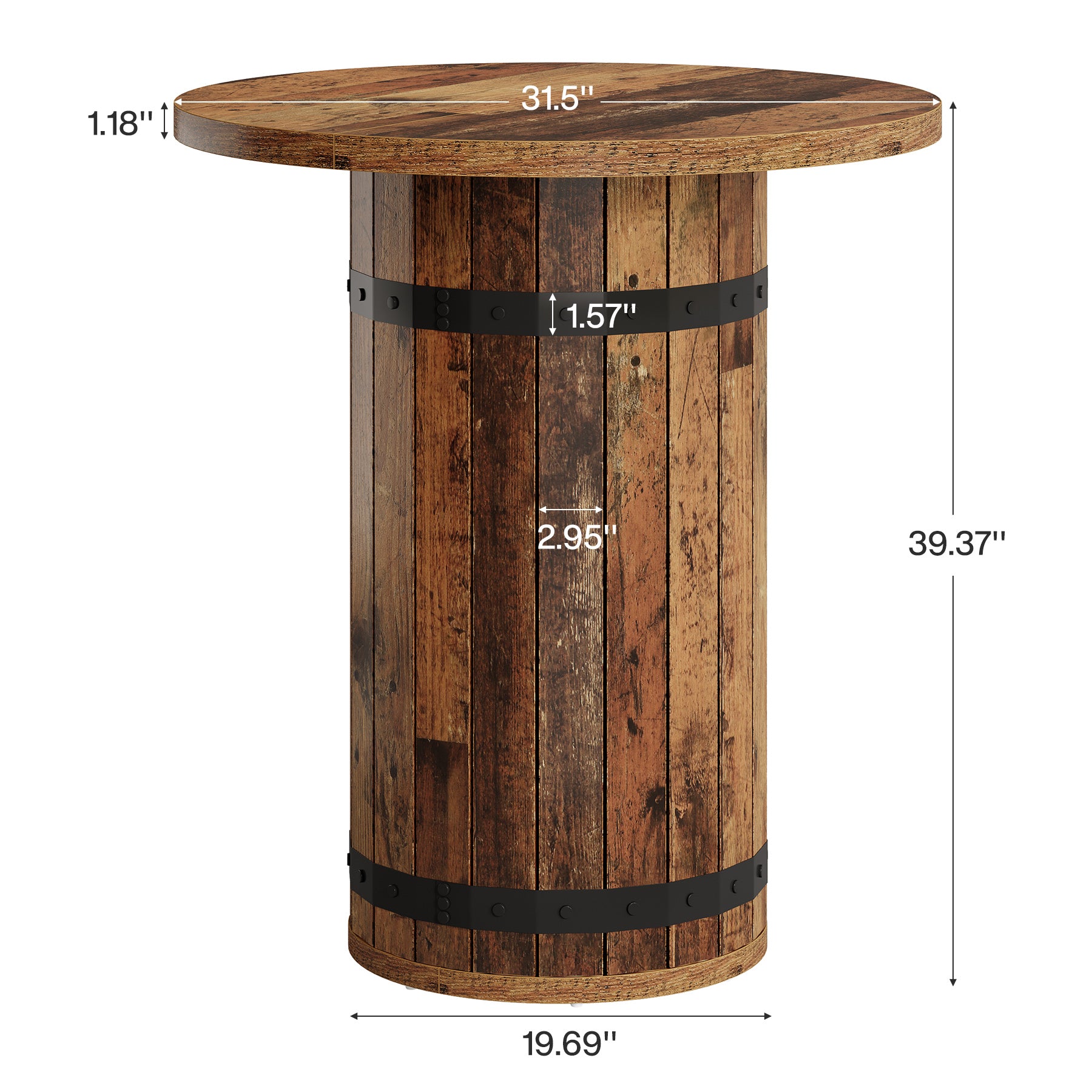 100 cm Tribesigns Ronde Bartafel, Bistrotafel voor Keuken en Woonkamer