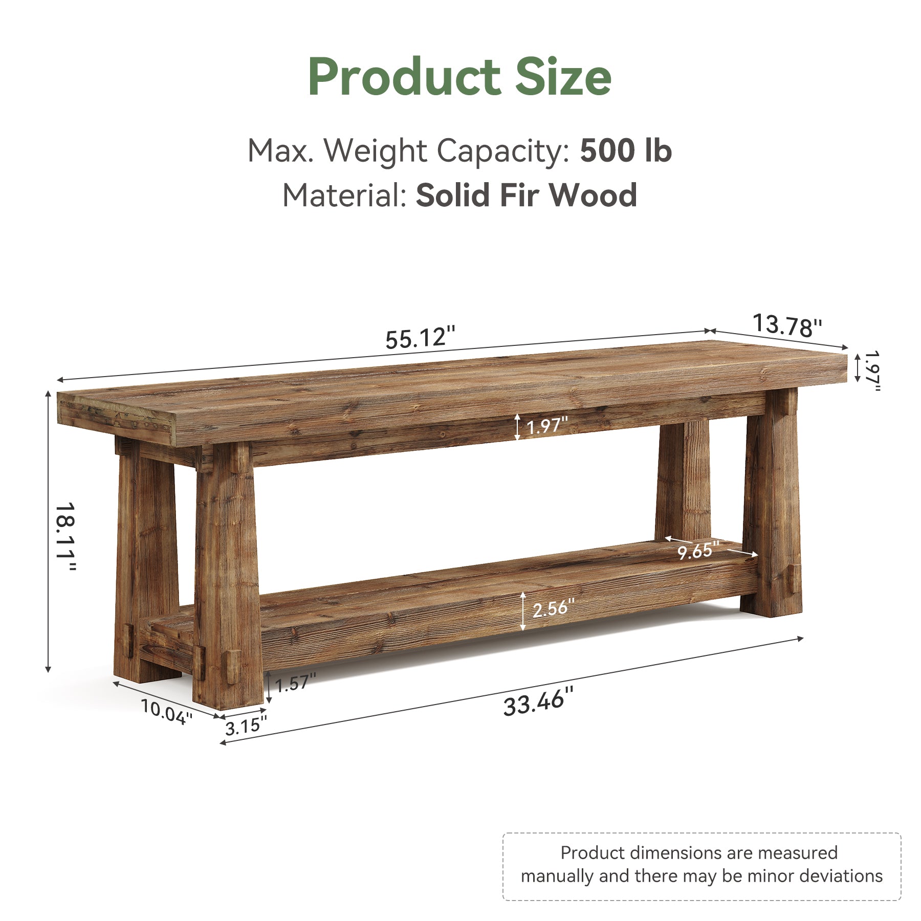 Tribesigns 140 cm massief houten halbank, schoenenbank met open plank voor hal