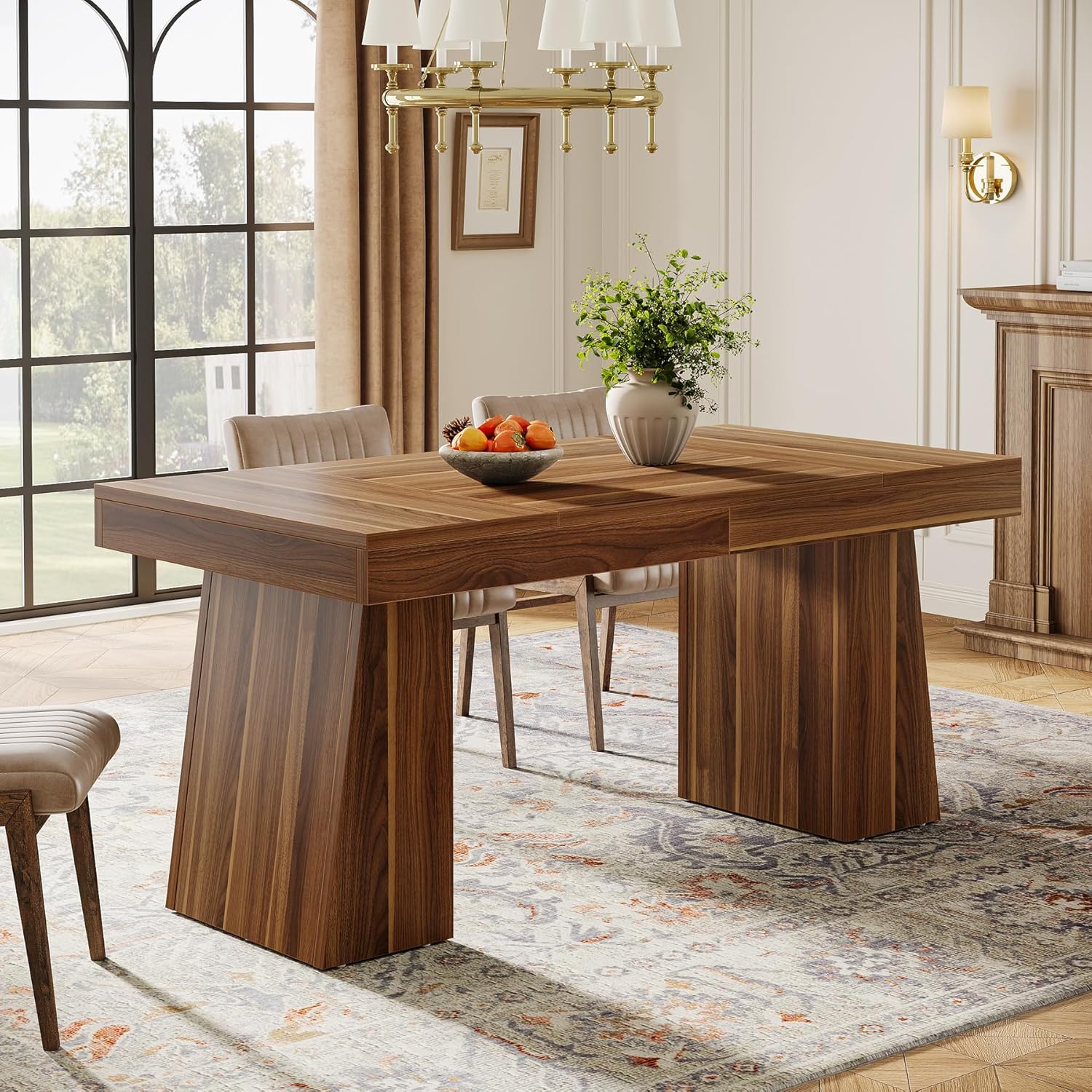 140 cm Tribesigns Eettafel, Mid-Century Moderne Keukentafel voor 4-6 Personen