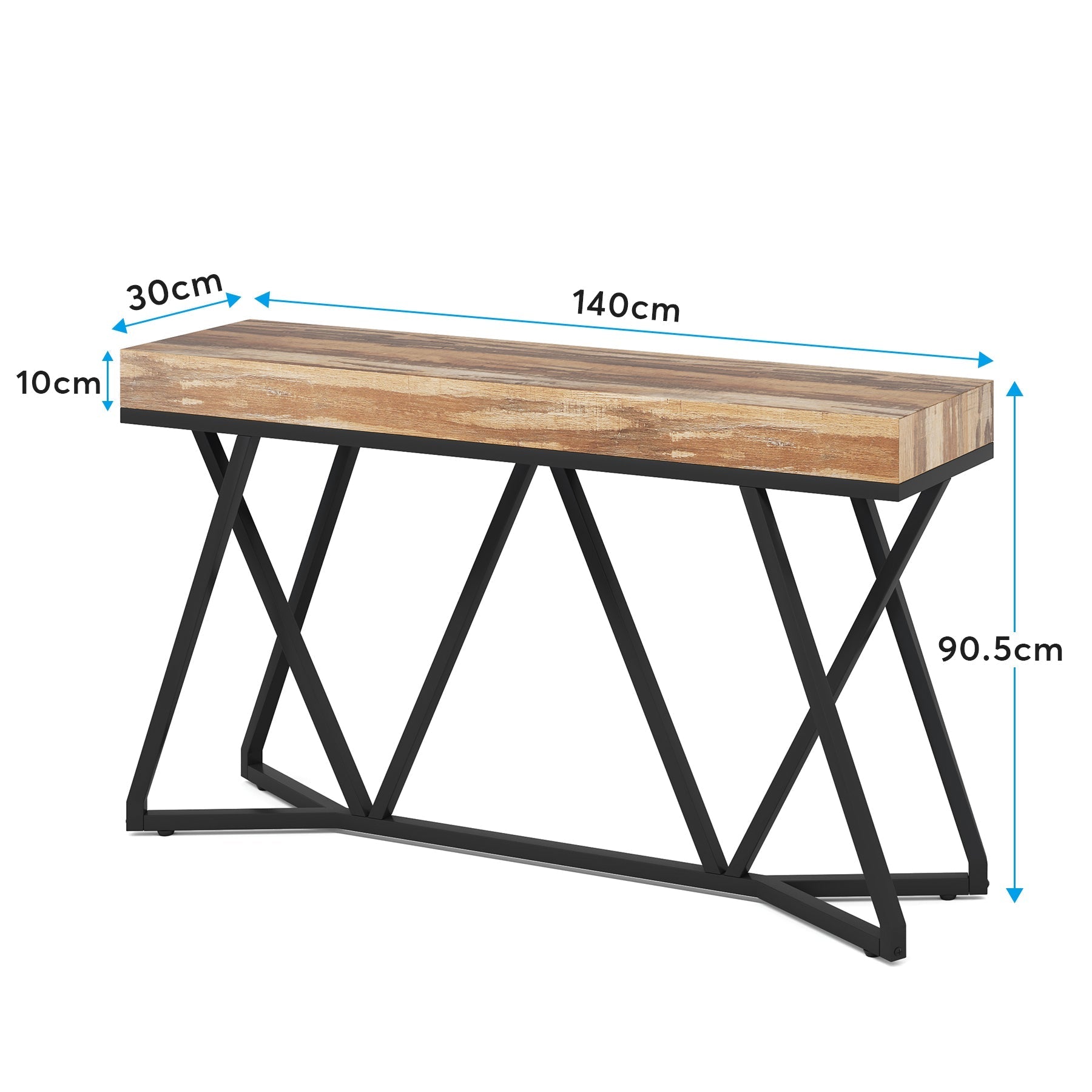 160 cm Metalen Console, Moderne Banktafel voor Entree en Woonkamer