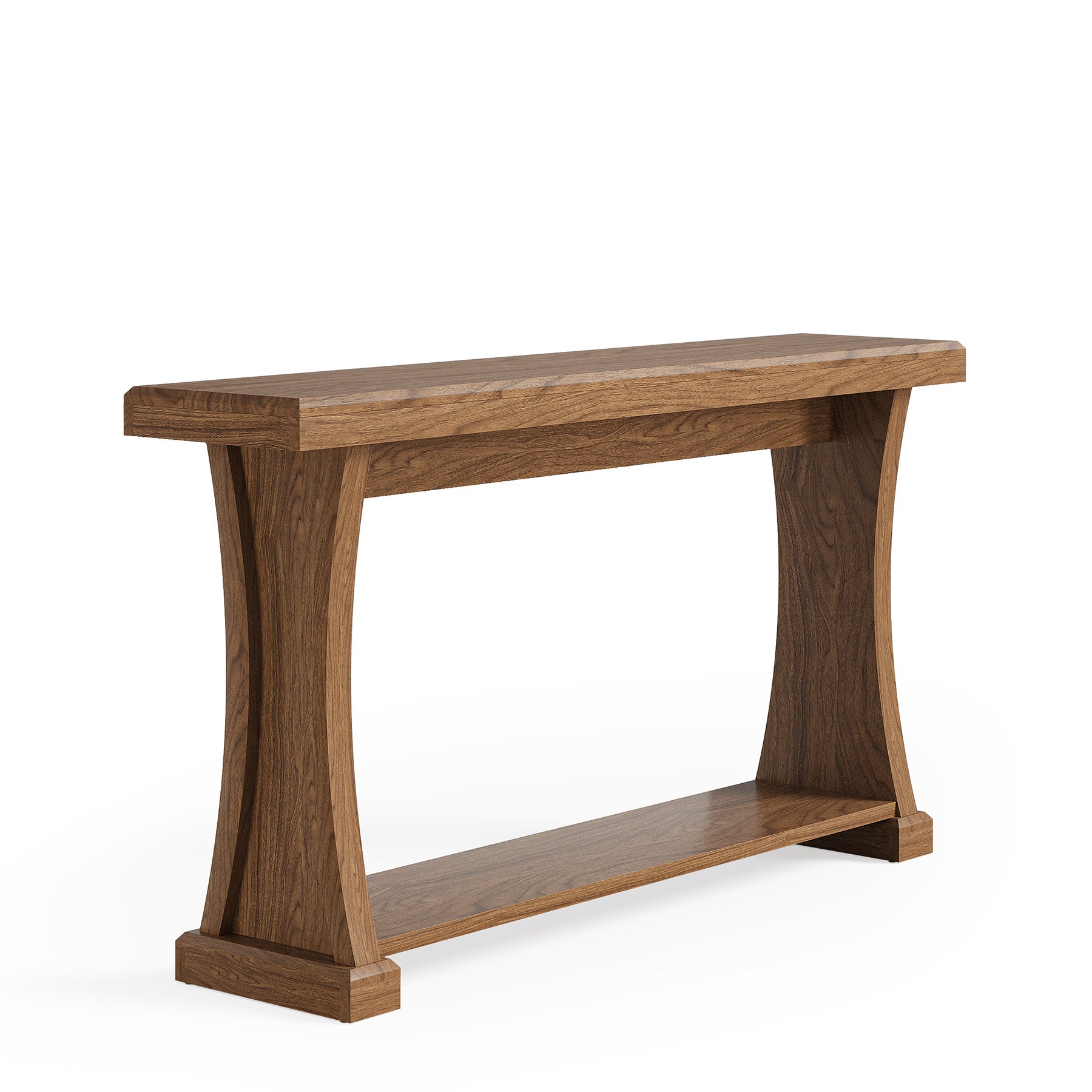 160 cm Houten Consoletafel, Smalle Sidetable met 2-Laags Rek voor Hal