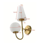 Gouden Wandlamp met Melkglazen Kap, Vintage Wandleuchte voor Slaapkamer 3