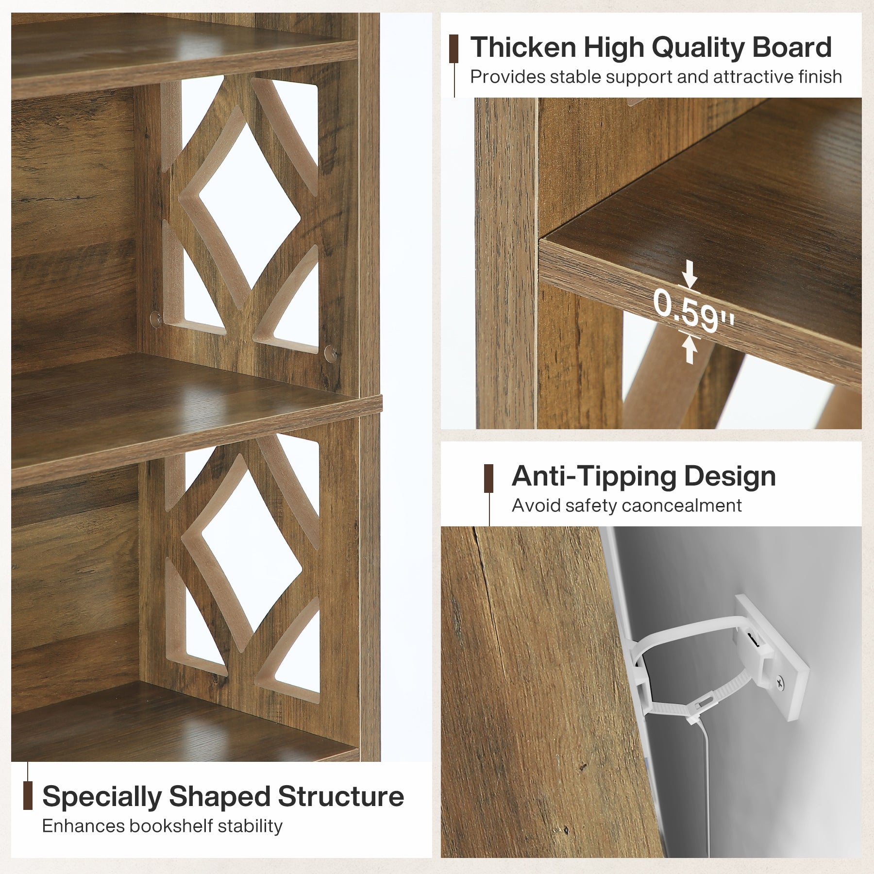 190 cm Tribesigns Hoge Boekenkast met 7 Niveaus, Industrieel Open Opbergrek voor Woonkamer en Kantoor