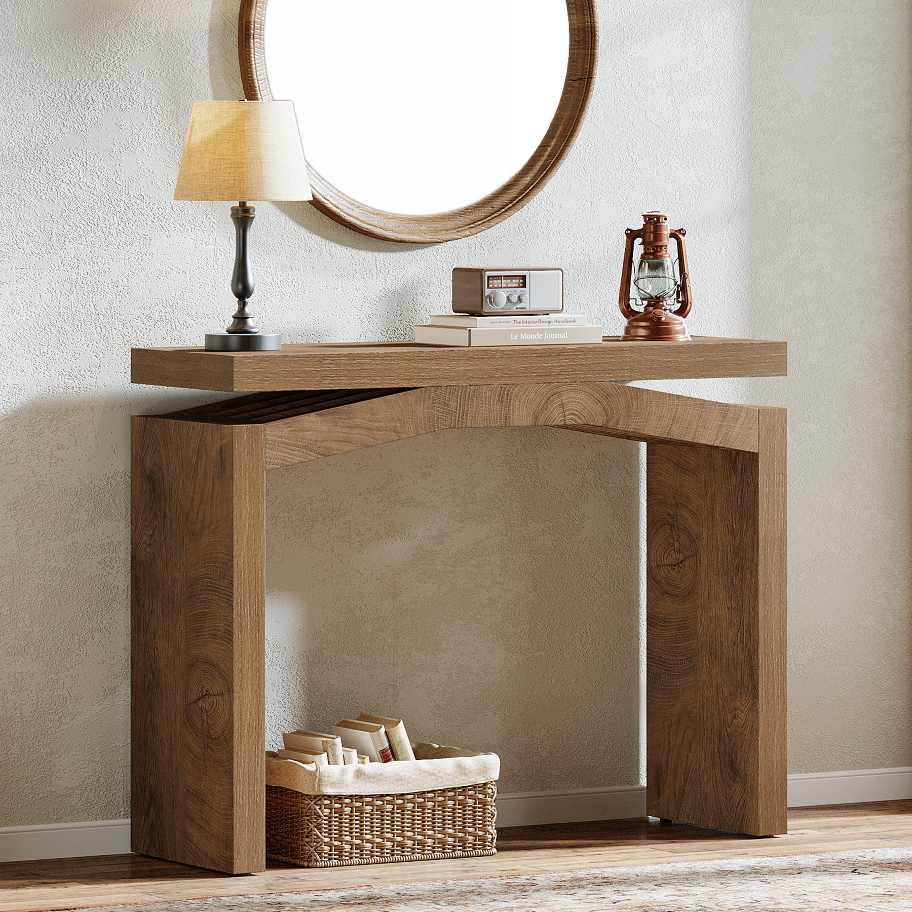 102 cm Consoletafel voor Hal en Entree, Landelijke Smalle Sofa Tafel voor Woonkamer