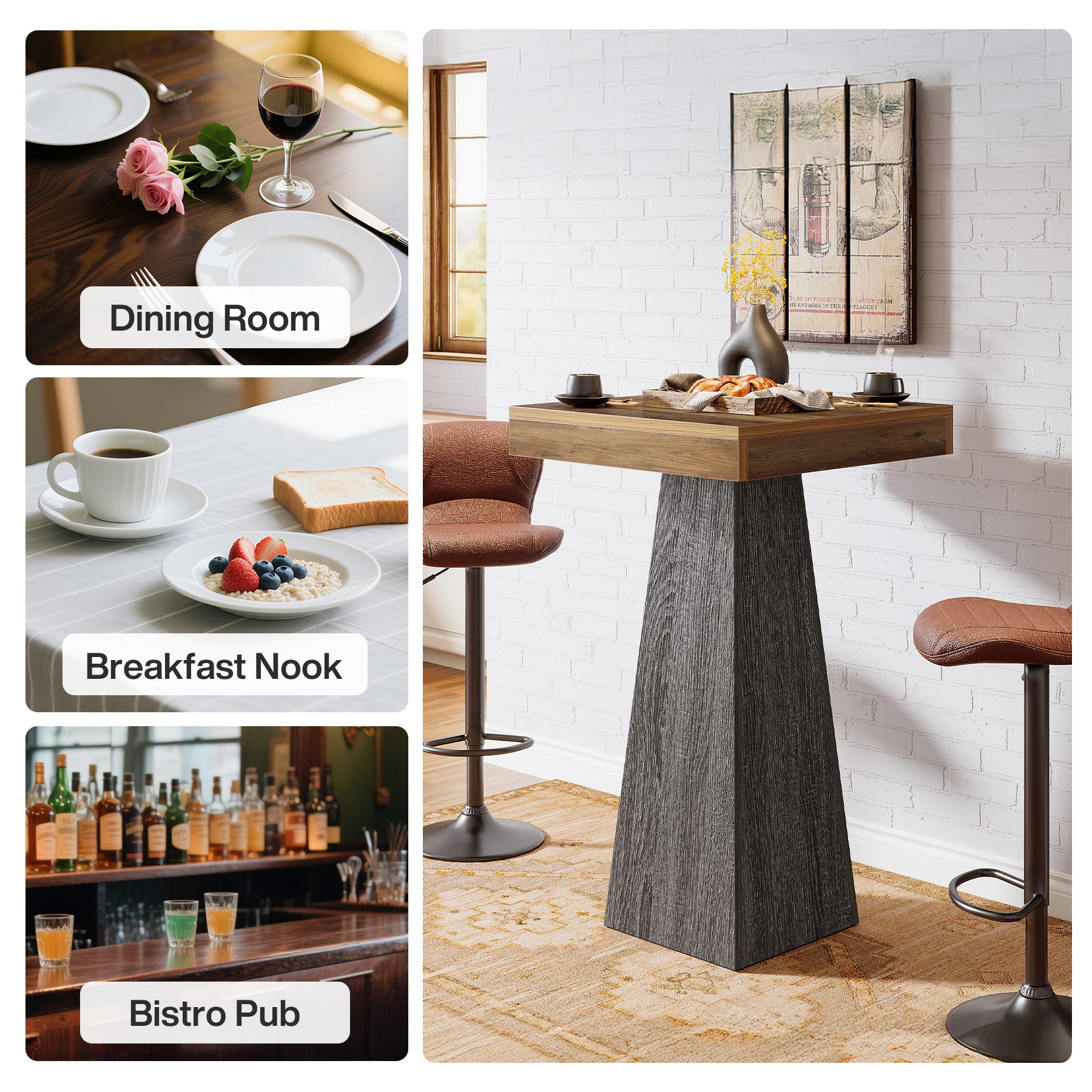 Tribesigns 102 cm Bartafel, Hoge Bistrotafel voor Kleine Ruimtes