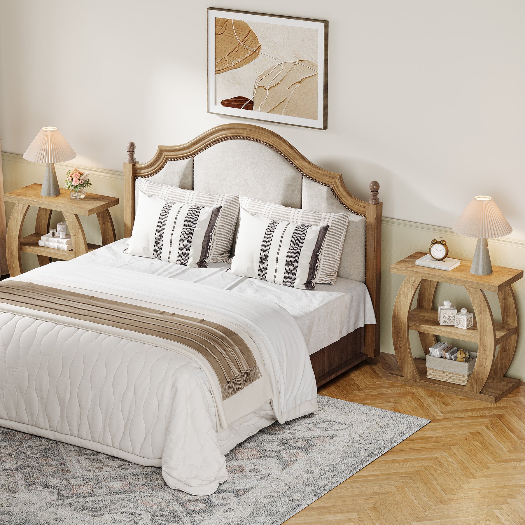 80 cm Hoge Bijzettafel voor Woonkamer, 3-Tier Smalle Tafel met Opbergruimte