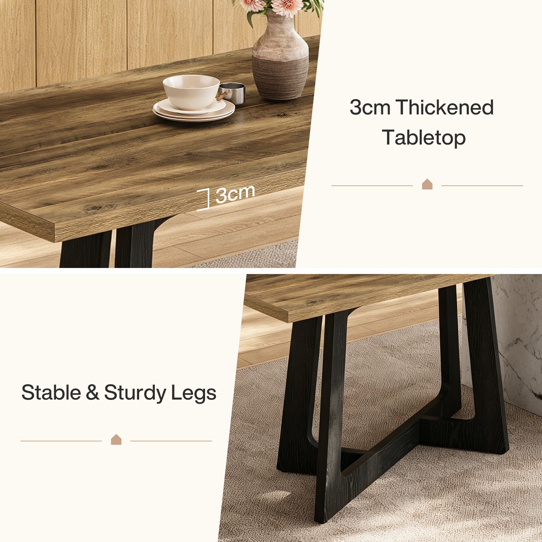 120 x 79 cm Tribesigns eettafel voor 2-4 personen met stevig voetstuk, landelijke keukentafel voor kleine ruimtes