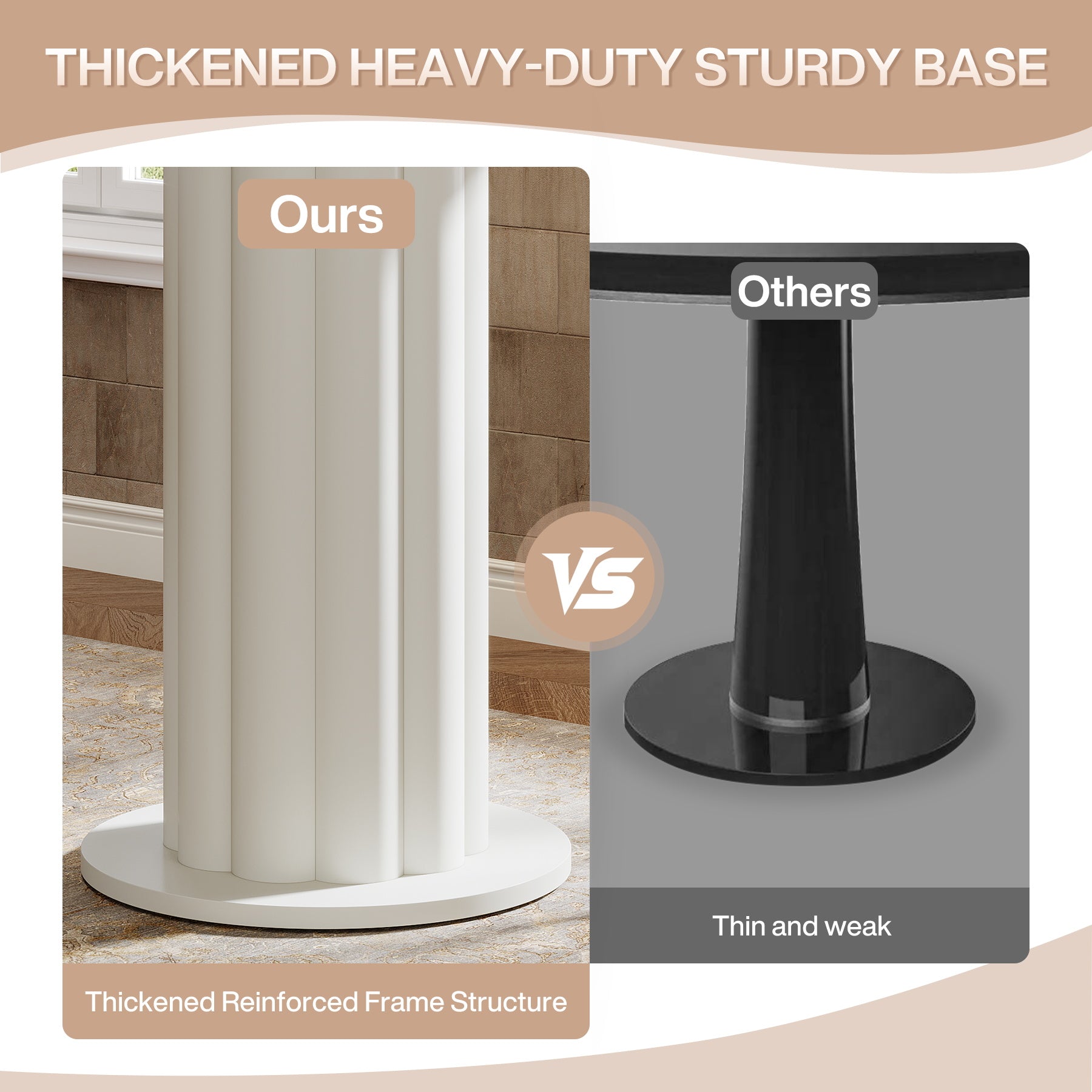 Tribesigns 99 cm Hoge Bartafel met Romeins Zuilenvoet, Ronde Tafel voor Kleine Ruimtes