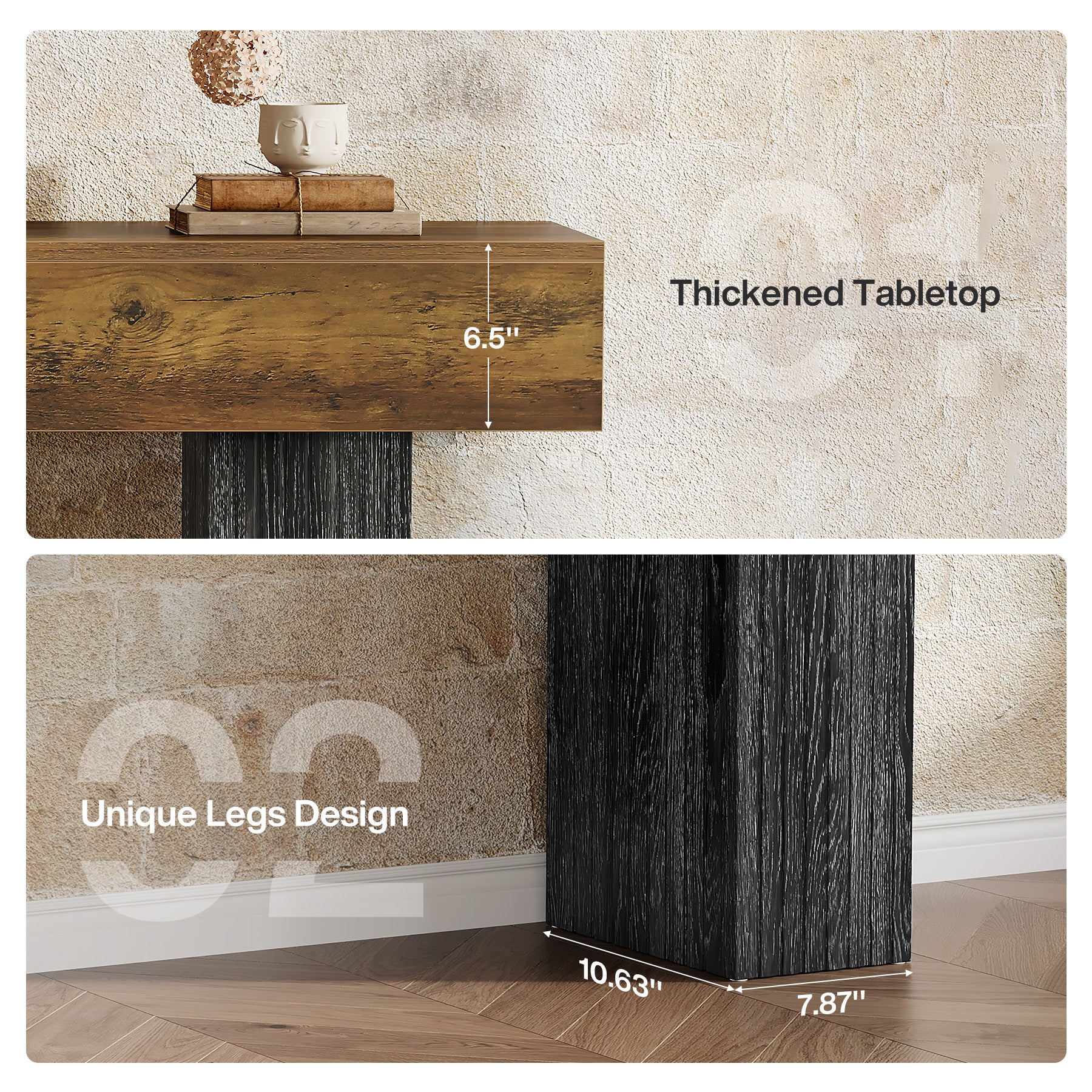 160 cm Lange Entreetafel van Hout, Landelijke Consoletafel voor Hal en Woonkamer