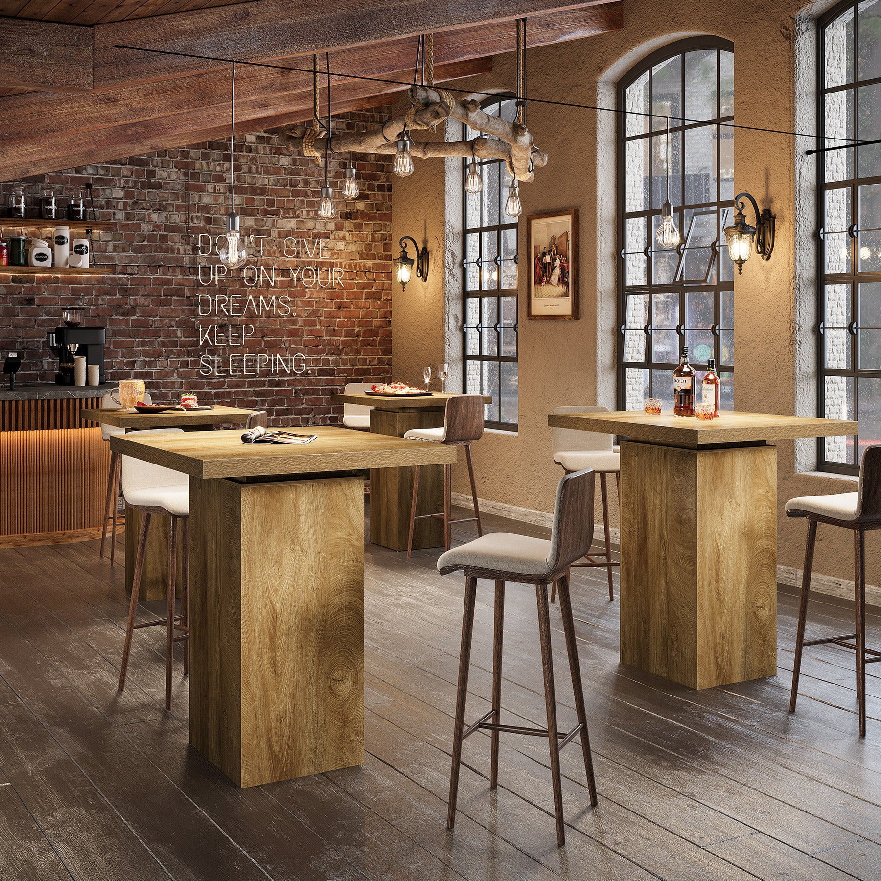 Tribesigns Bartafel 100 cm hoog, industriële bistrotafel voor keukenhoek, huisbar