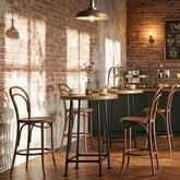 95 cm Ronde Bartafel met Metalen Voetsteun, Industriële Statafel voor Keuken en Bistro (Alleen Tafel) 3