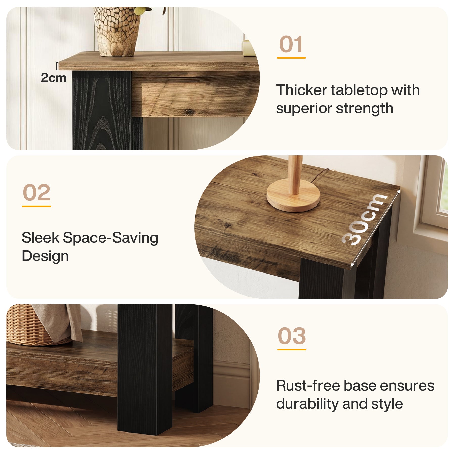 Tribesigns Smalle Console Tafel 105 cm in Industriële Stijl, 2-traps Haltafel voor Entree & Woonkamer