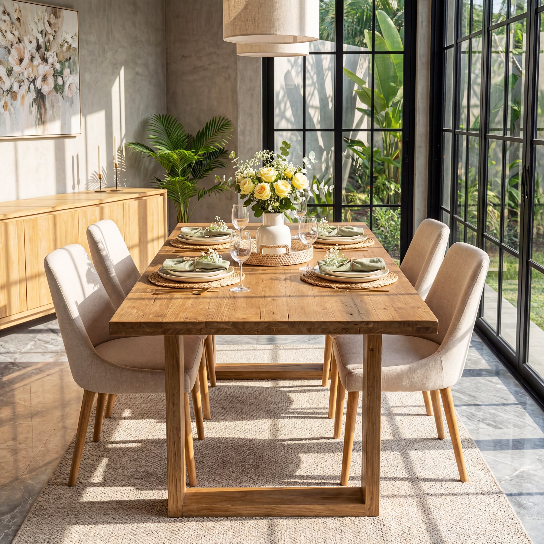 Tribesigns 160 cm massief houten eettafel, landelijke keukentafel voor 4-6 personen