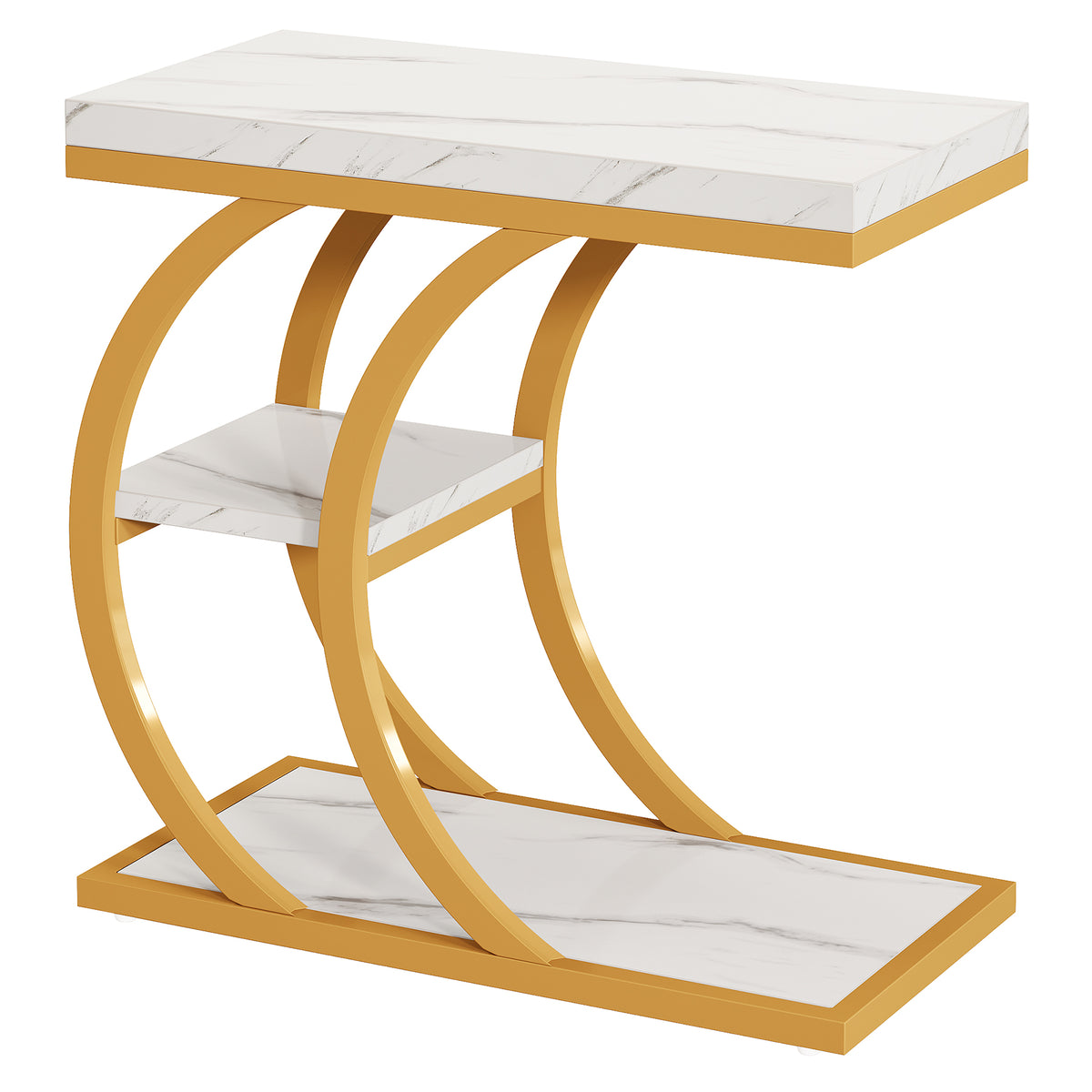 60 cm Tribesigns smalle C-vormige bijzettafel met 3 niveaus, industriële tafel voor bank en slaapkamer