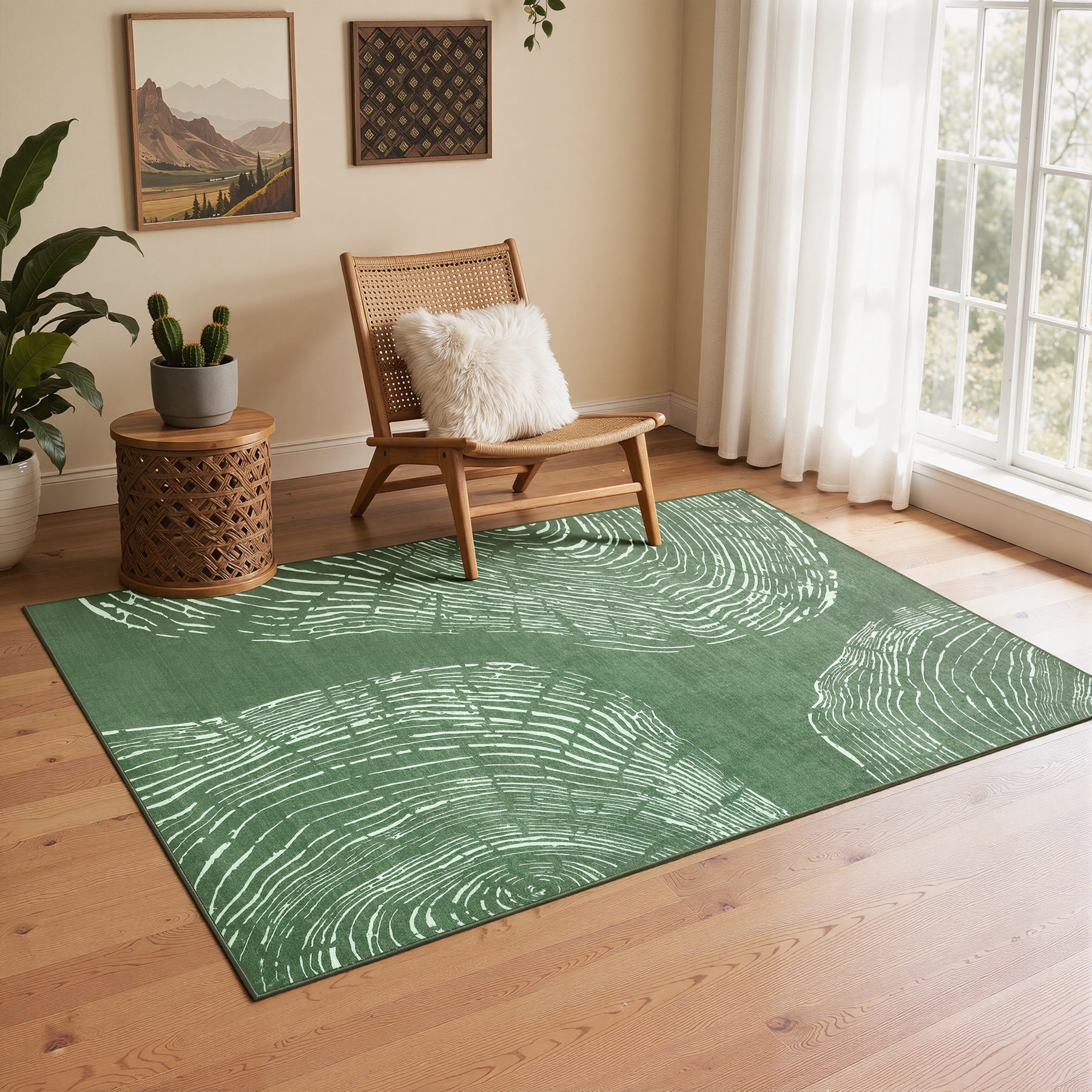 Tribesigns wasbaar woonkamertapijt, zacht laagpolig tapijt met abstract patroon, minimalistische boho-stijl, antislip