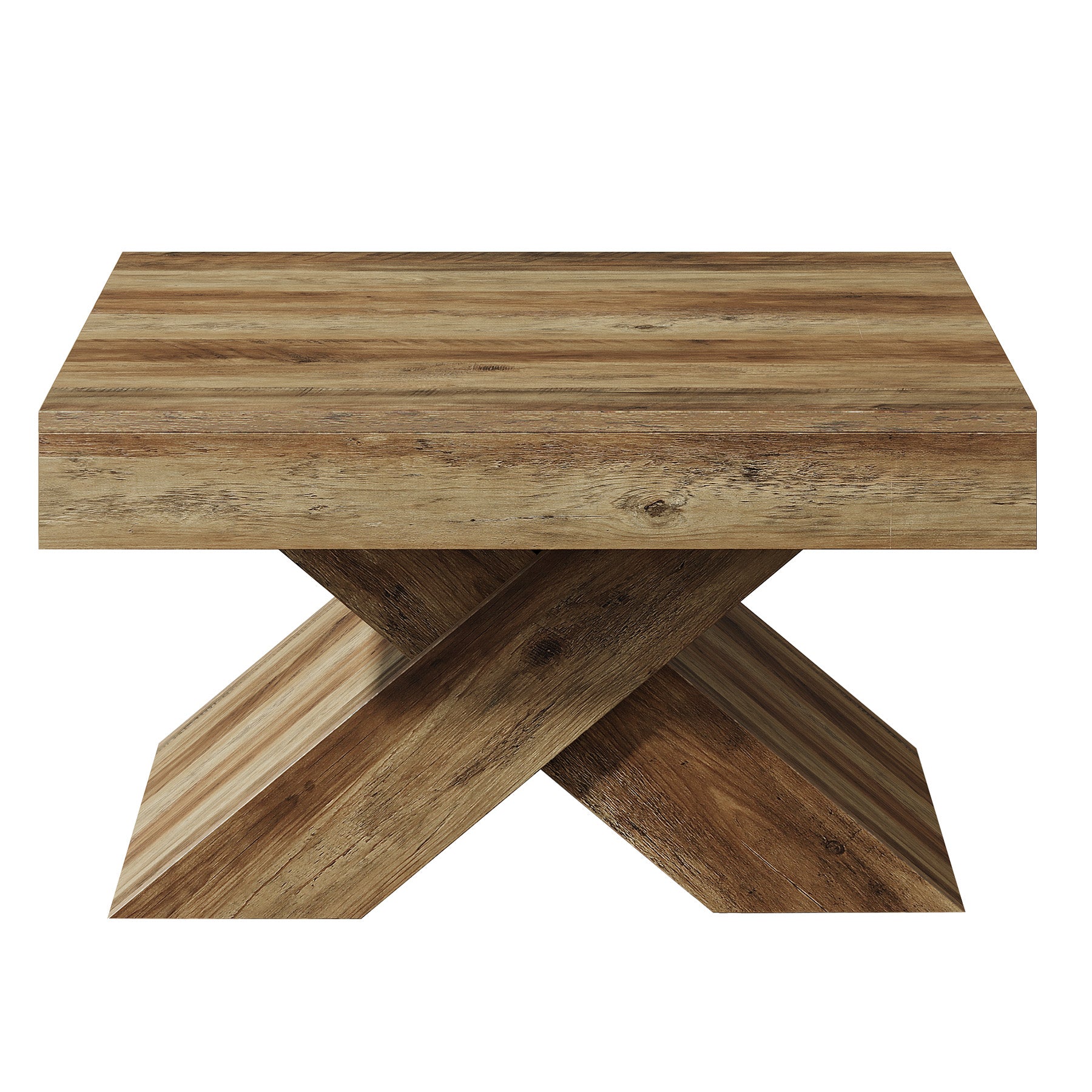 80 x 80 cm Tribesigns Vierkante Salontafel, Houten Farmhouse Tafel met X-Kruis Onderstel voor Woonkamer en Kleine Ruimtes