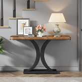 100 cm Industriële Consoletafel, Smalle Haltafel met Geometrische Basis voor Entree 3