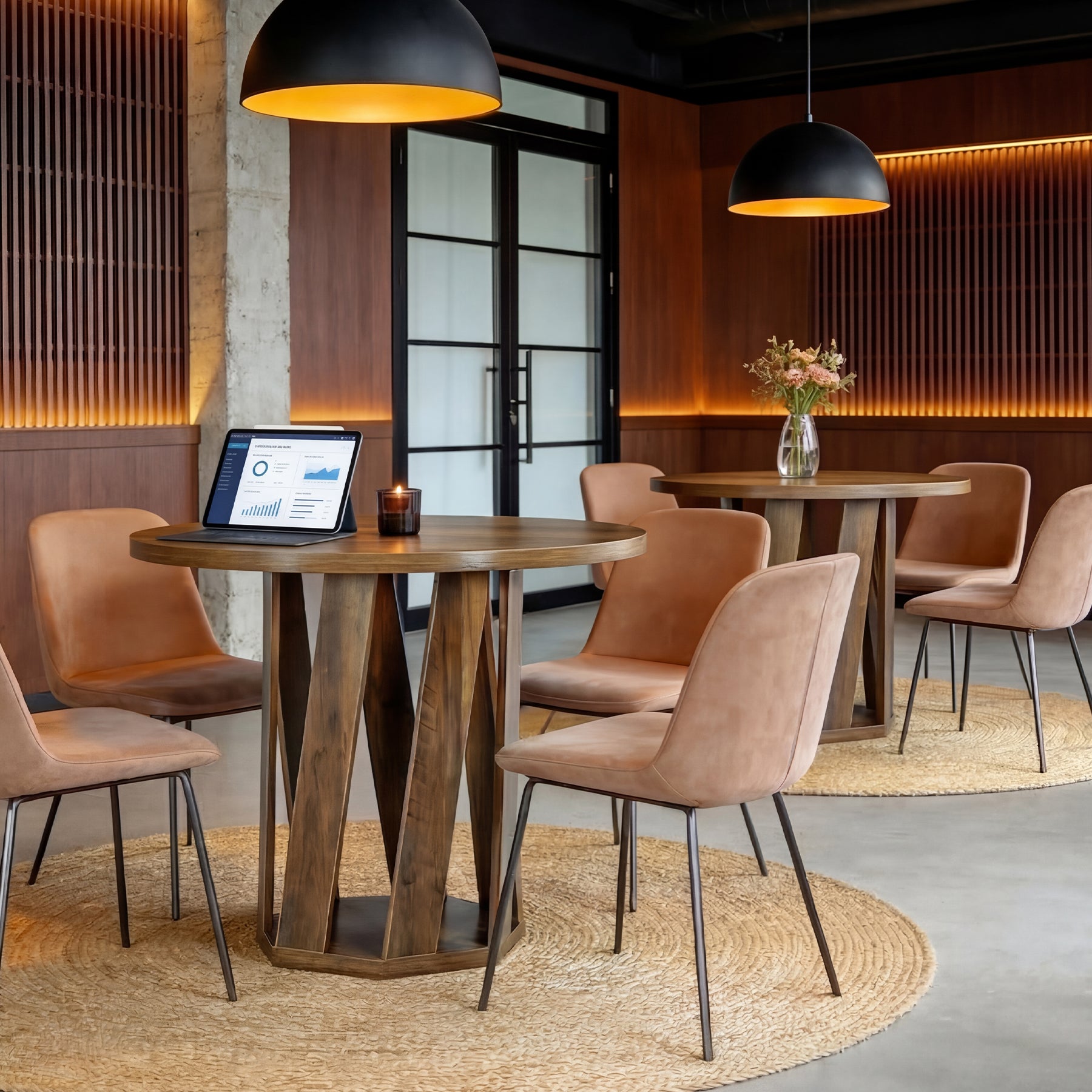 80 cm Ronde Vergadertafel Voor 2-4 Personen, Kleine Houten Kantoor Tafel in Rustic Bruin